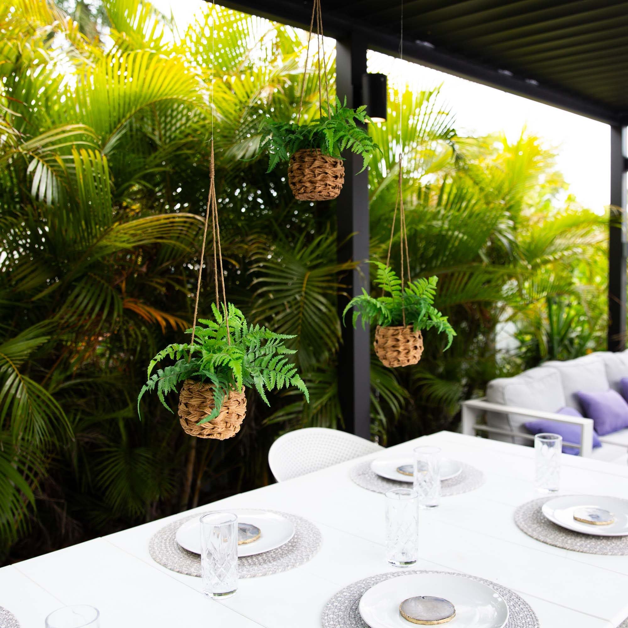 Nearly Natural 10-in Artificial Boston Ferns in Hanging Wicker Baskets, Set of 3 Fake Ferns for Indoor/Outdoor Use, Hanging Basket for Patio Decoration, UV Resistant - Image 10