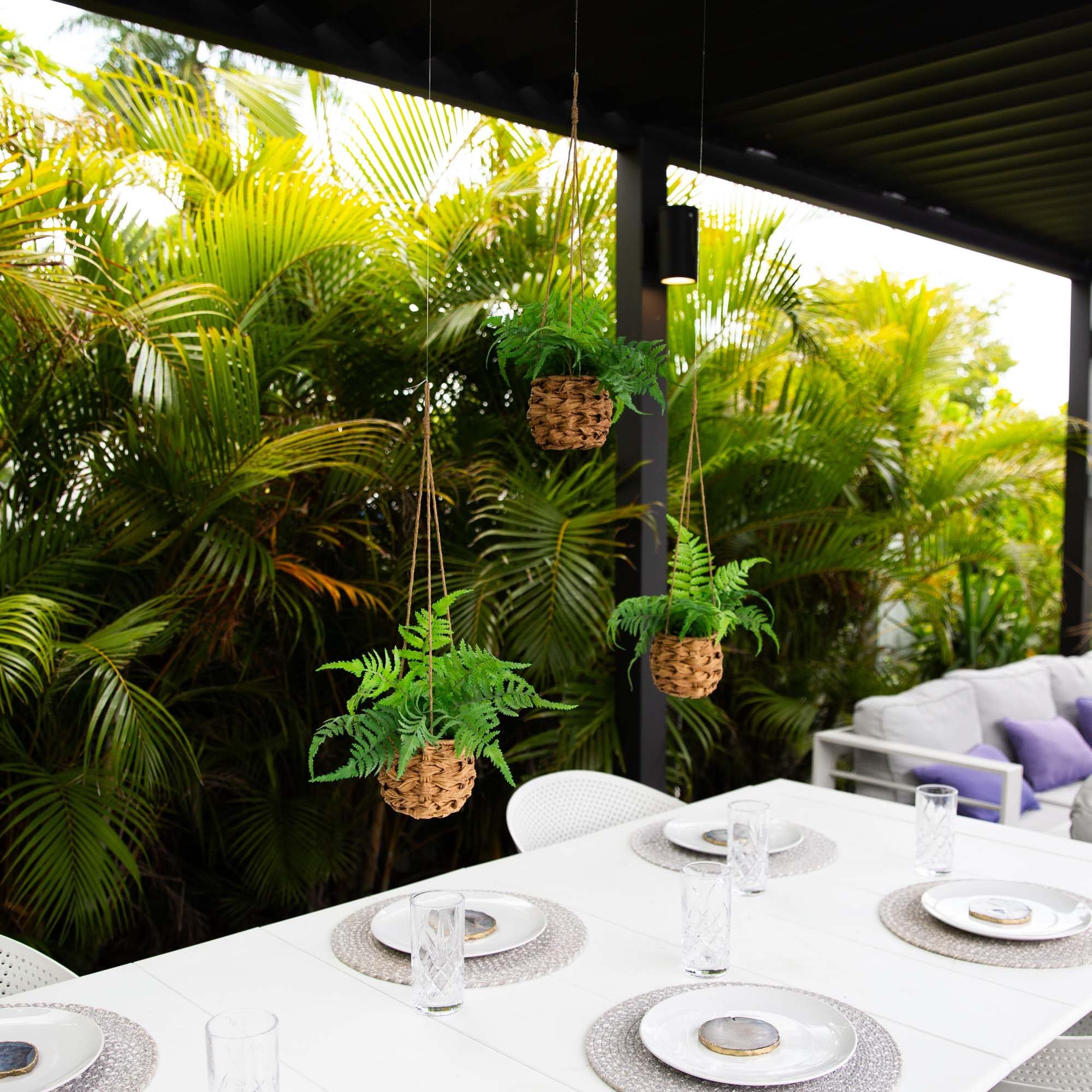 Nearly Natural 10-in Artificial Boston Ferns in Hanging Wicker Baskets, Set of 3 Fake Ferns for Indoor/Outdoor Use, Hanging Basket for Patio Decoration, UV Resistant - Image 12