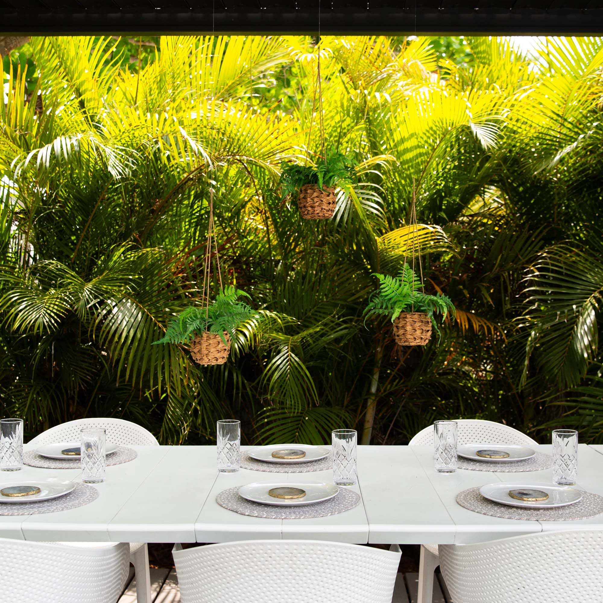 Nearly Natural 10-in Artificial Boston Ferns in Hanging Wicker Baskets, Set of 3 Fake Ferns for Indoor/Outdoor Use, Hanging Basket for Patio Decoration, UV Resistant - Image 9