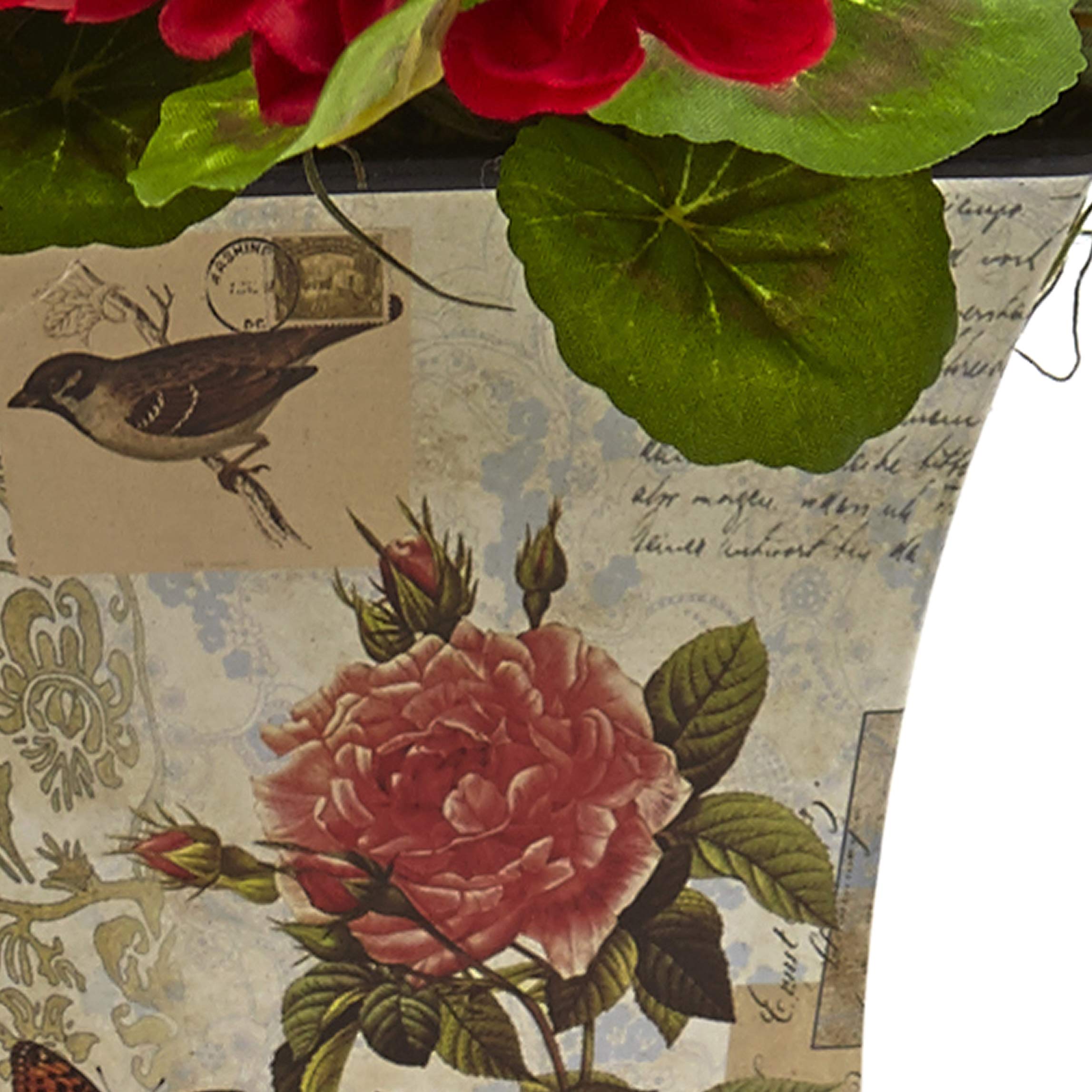 Nearly Natural 11in. Geranium Flowering Silk Plant with Floral Planter (Set of 2) - Image 3