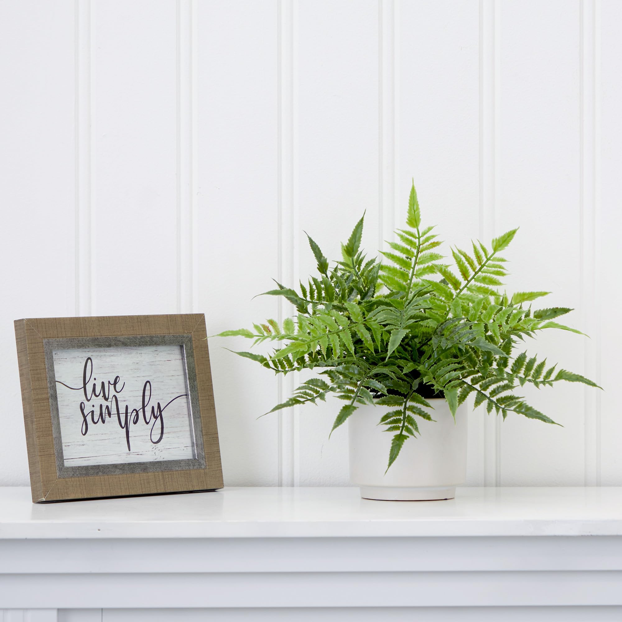 Nearly Natural 13in. Artificial Boston Fern Plant with Decorative Planter - Image 5