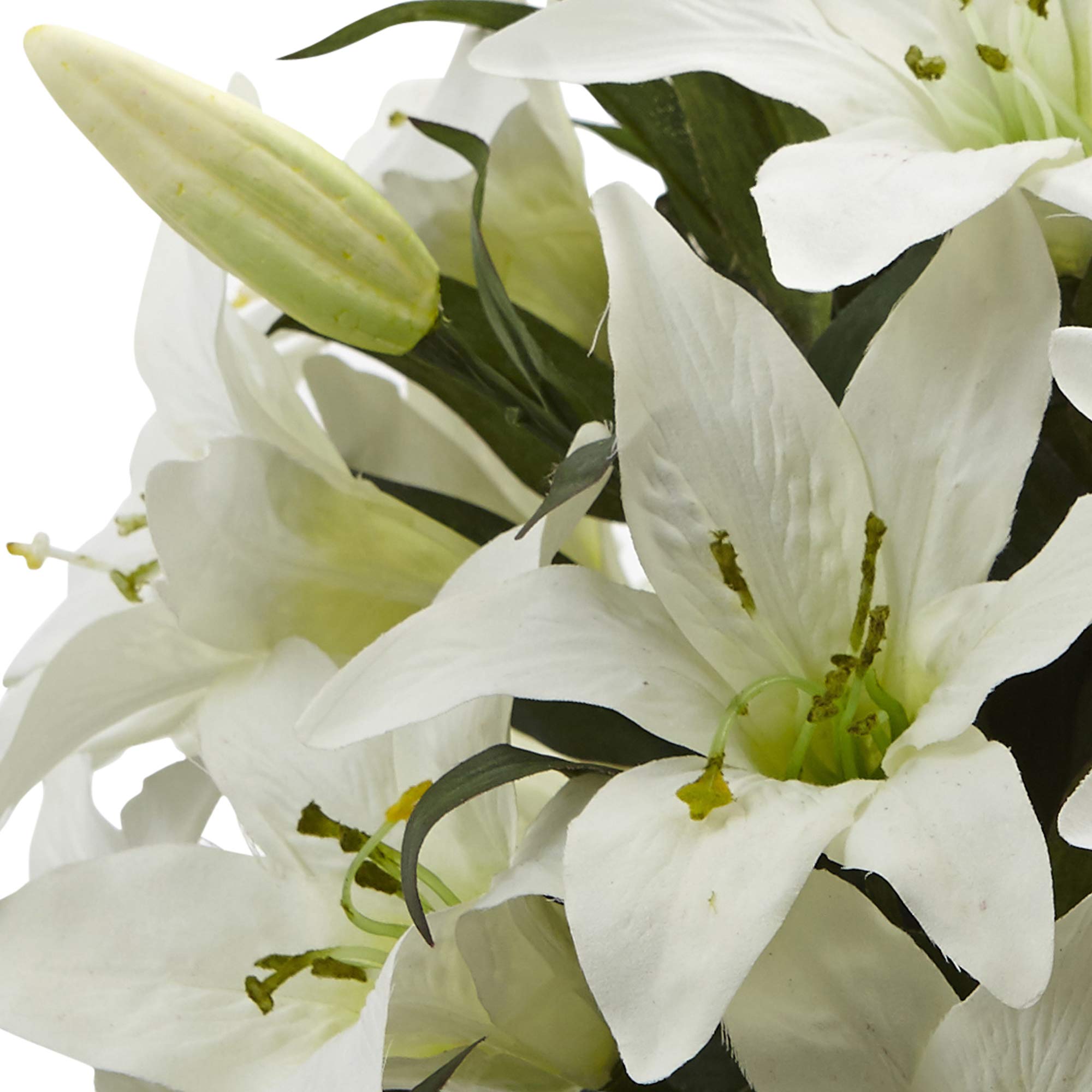 Nearly Natural 16in. Lily Silk Arrangement with Glass Vase - Image 4