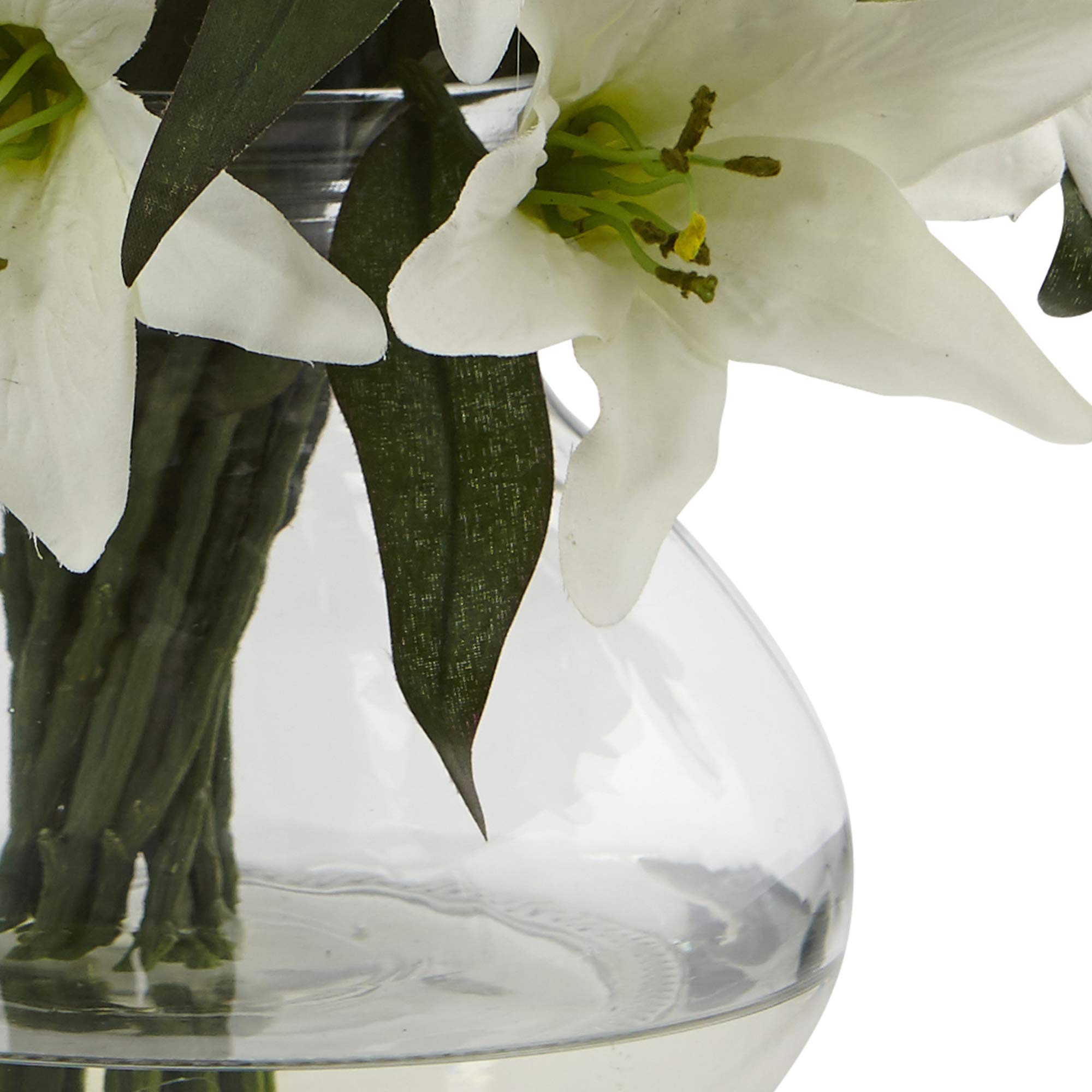 Nearly Natural 16in. Lily Silk Arrangement with Glass Vase - Image 5