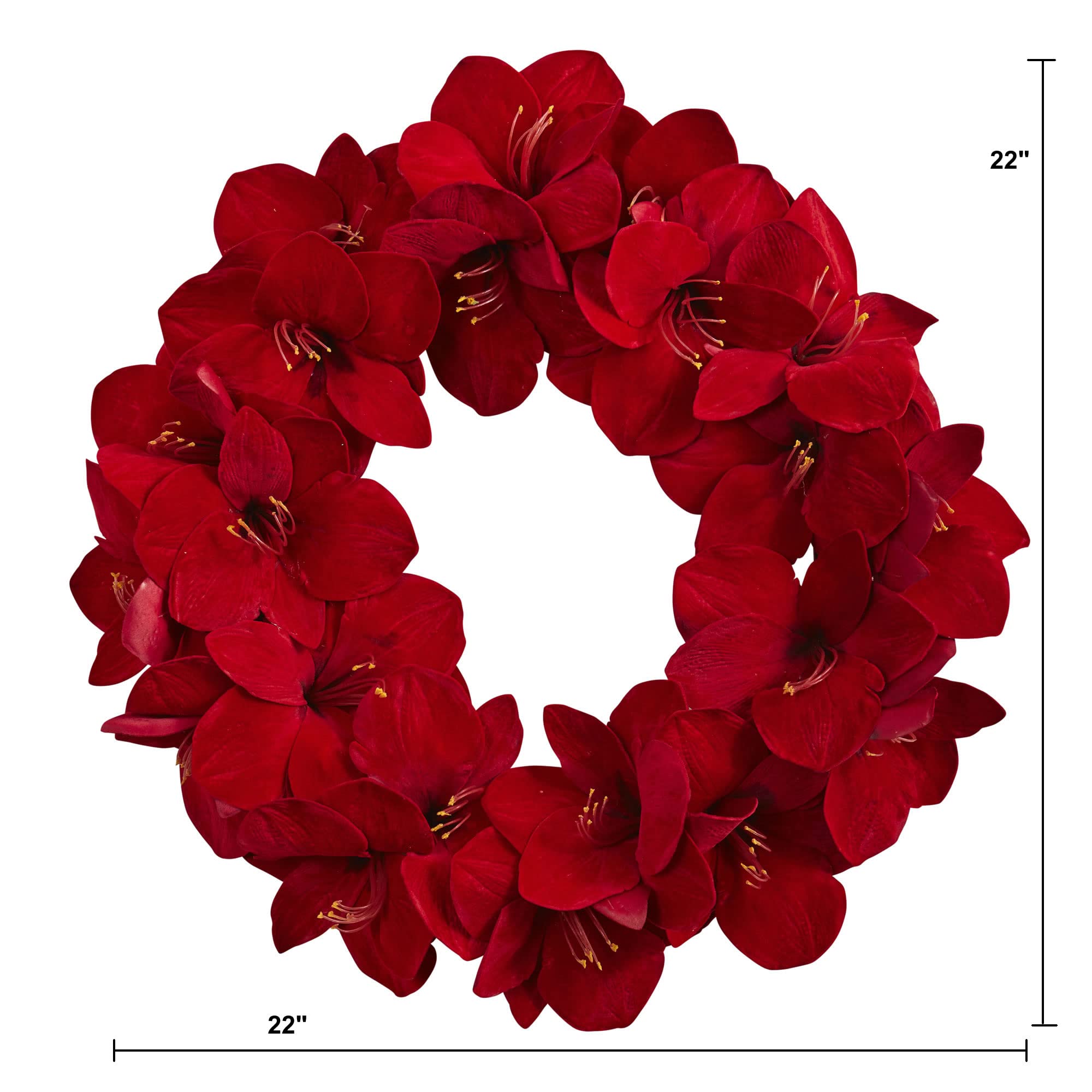 Nearly Natural 22in. Artificial Amaryllis Wreath - Image 3