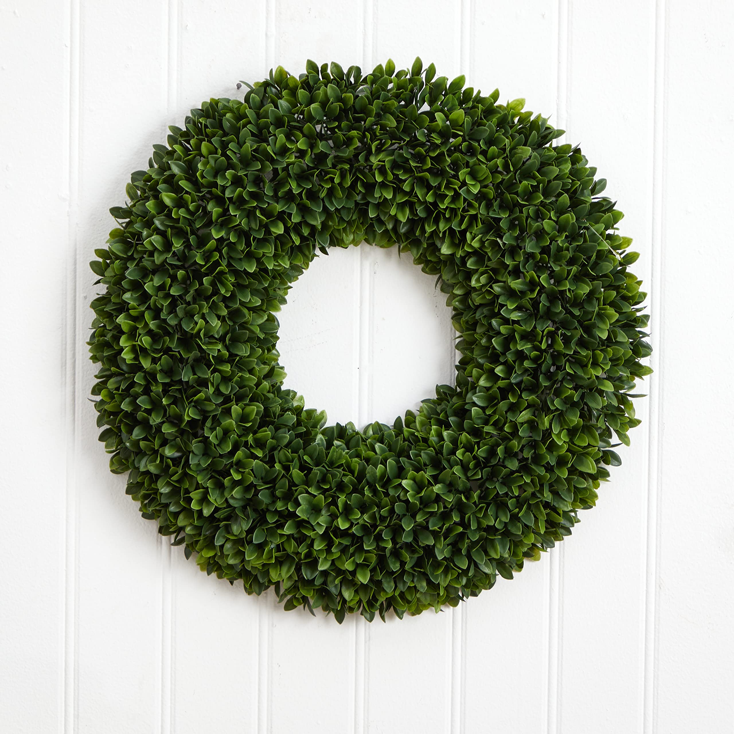 Nearly Natural 24-in. Boxwood Artificial Wreaths Green - Image 3