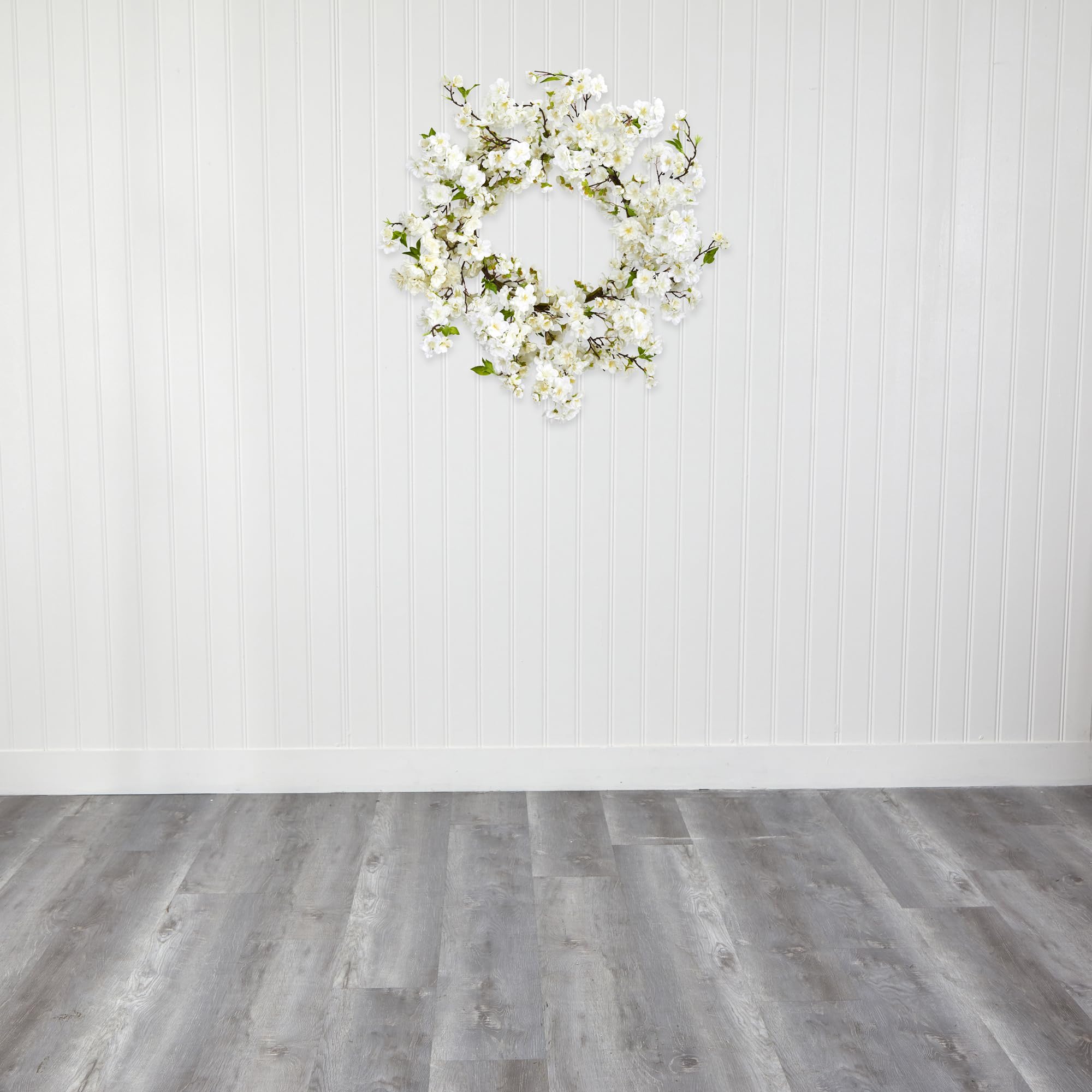 Nearly Natural 24in. Artificial Cherry Blossom Wreath - Image 4