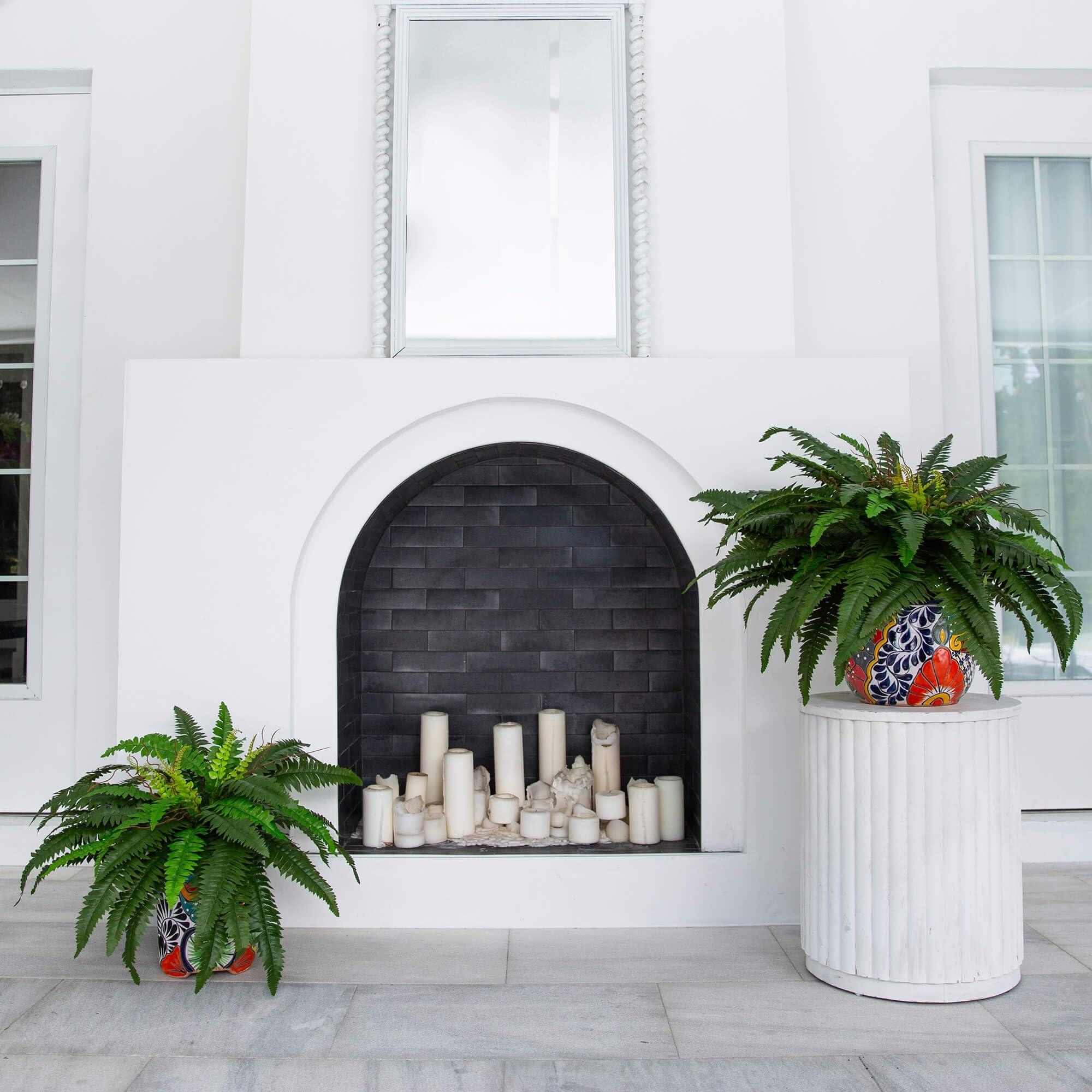 Nearly Natural 32in. Artificial Double Boston Fern in Handmade Mexican Talavera Ceramic Planter - Image 9