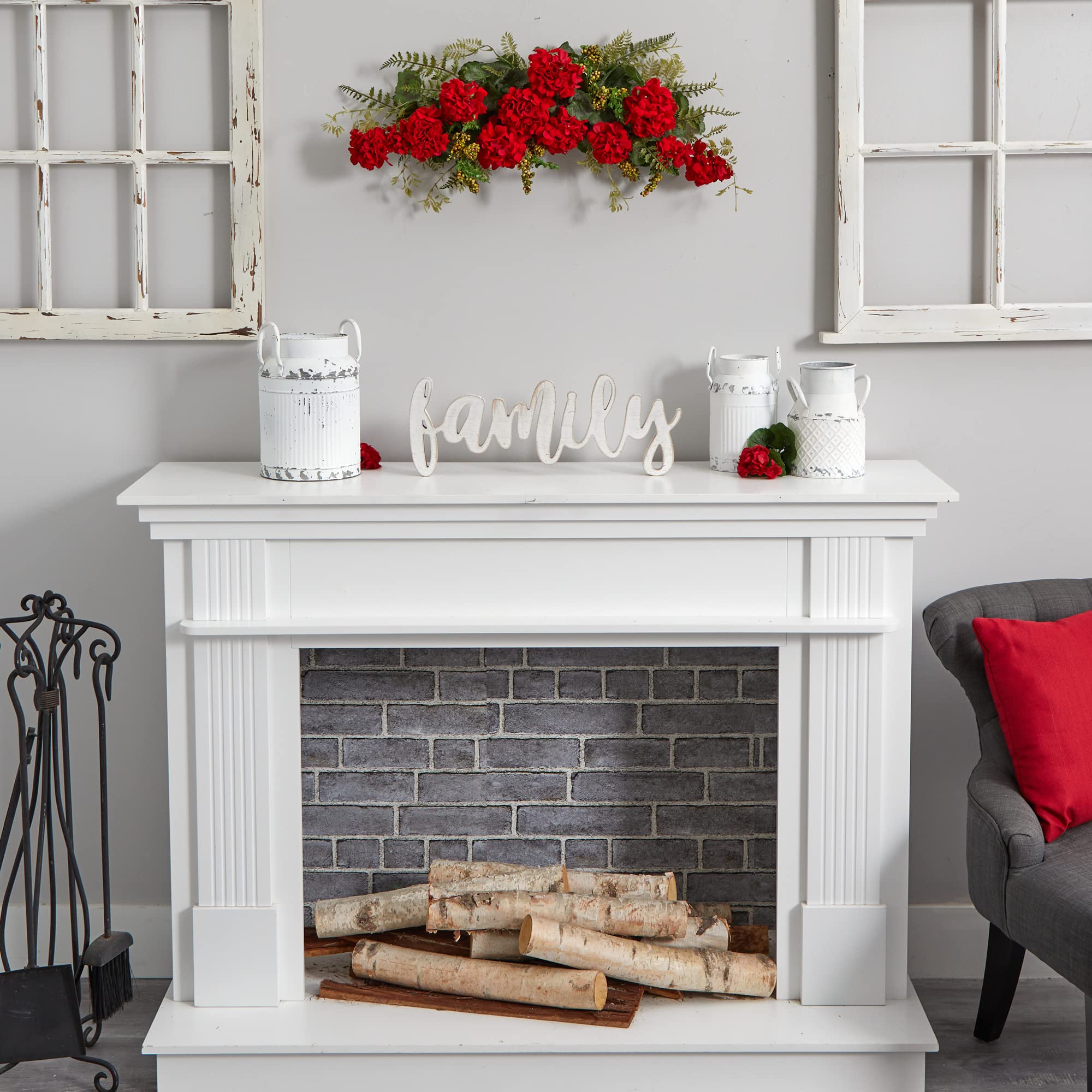 Nearly Natural 32in. Geranium and Berry Swag - Image 5