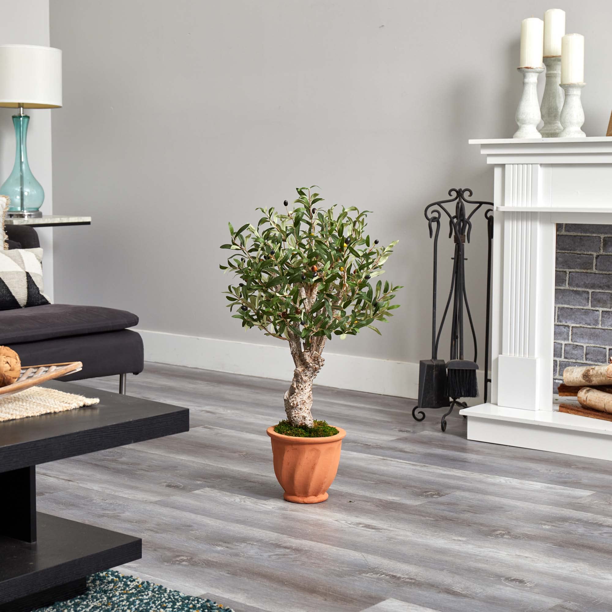Nearly Natural 3ft. Olive Artificial Tree in Terracotta Planter - Image 3