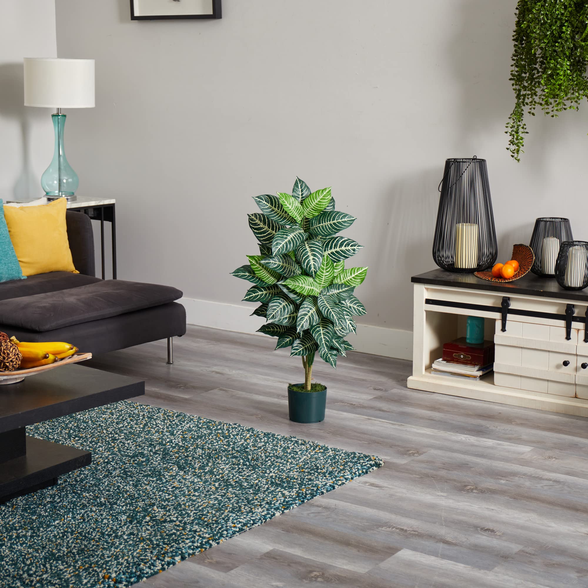 Nearly Natural 3ft Zebra Silk Plant - Image 6