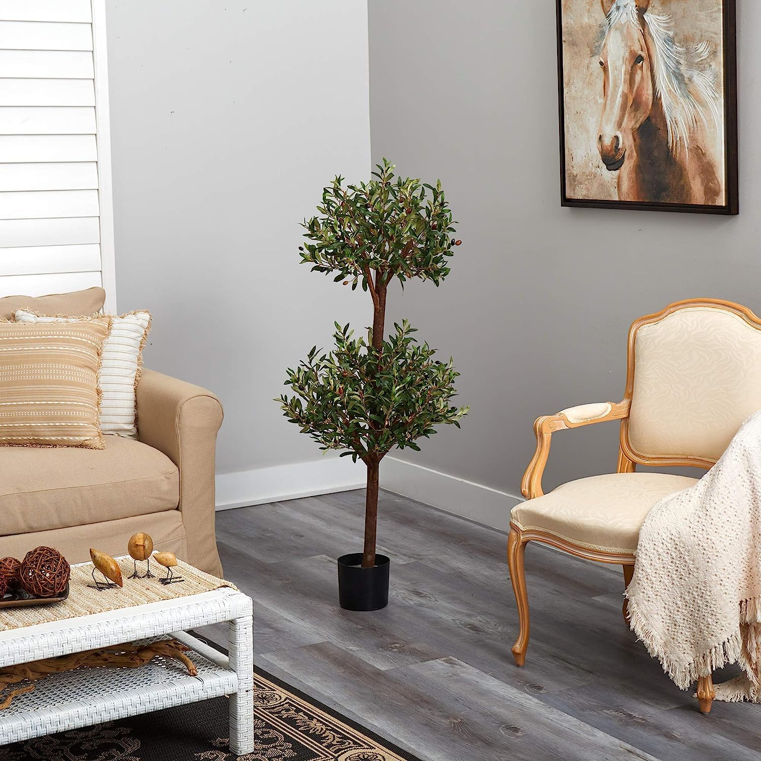 Nearly Natural 4.5ft. Olive Double Topiary Artificial Tree - Image 11