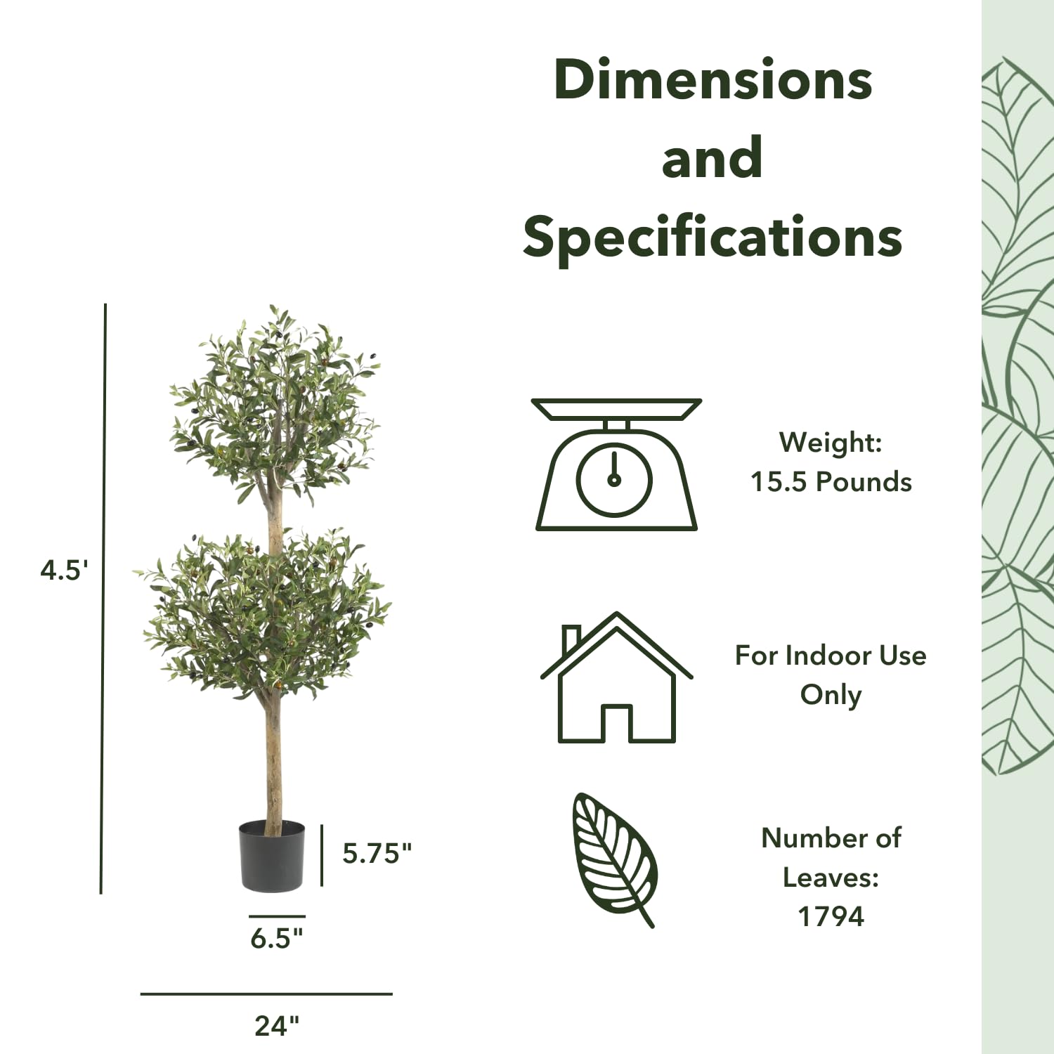 Nearly Natural 4.5ft. Olive Double Topiary Artificial Tree - Image 5