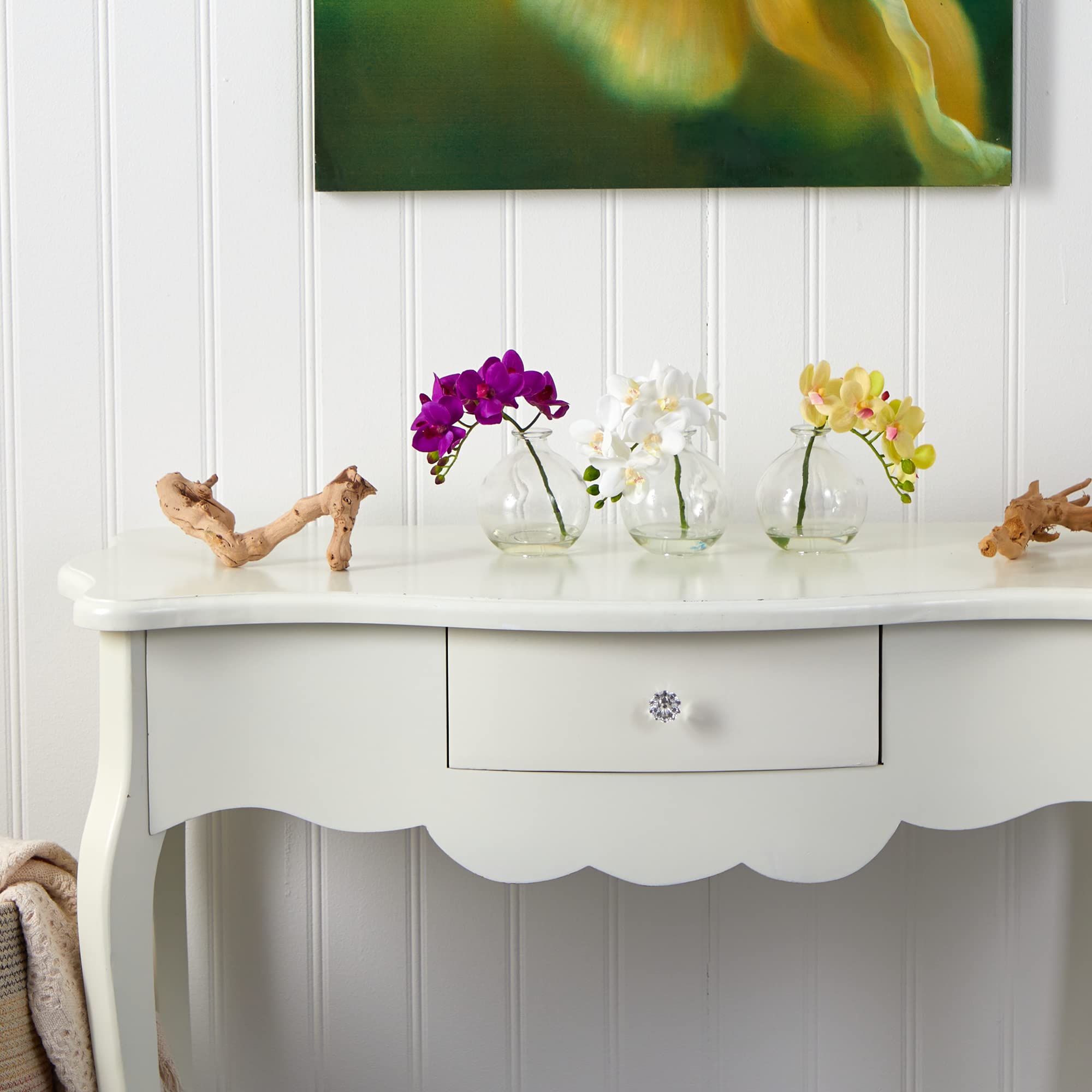 Nearly Natural 4208-S3 9" Phalaenopsis Orchid Artificial Arrangement in Vase (Set of 3) 9" Phalaenopsis Orchid Arrangement in Vase, Multi/Color - Image 4