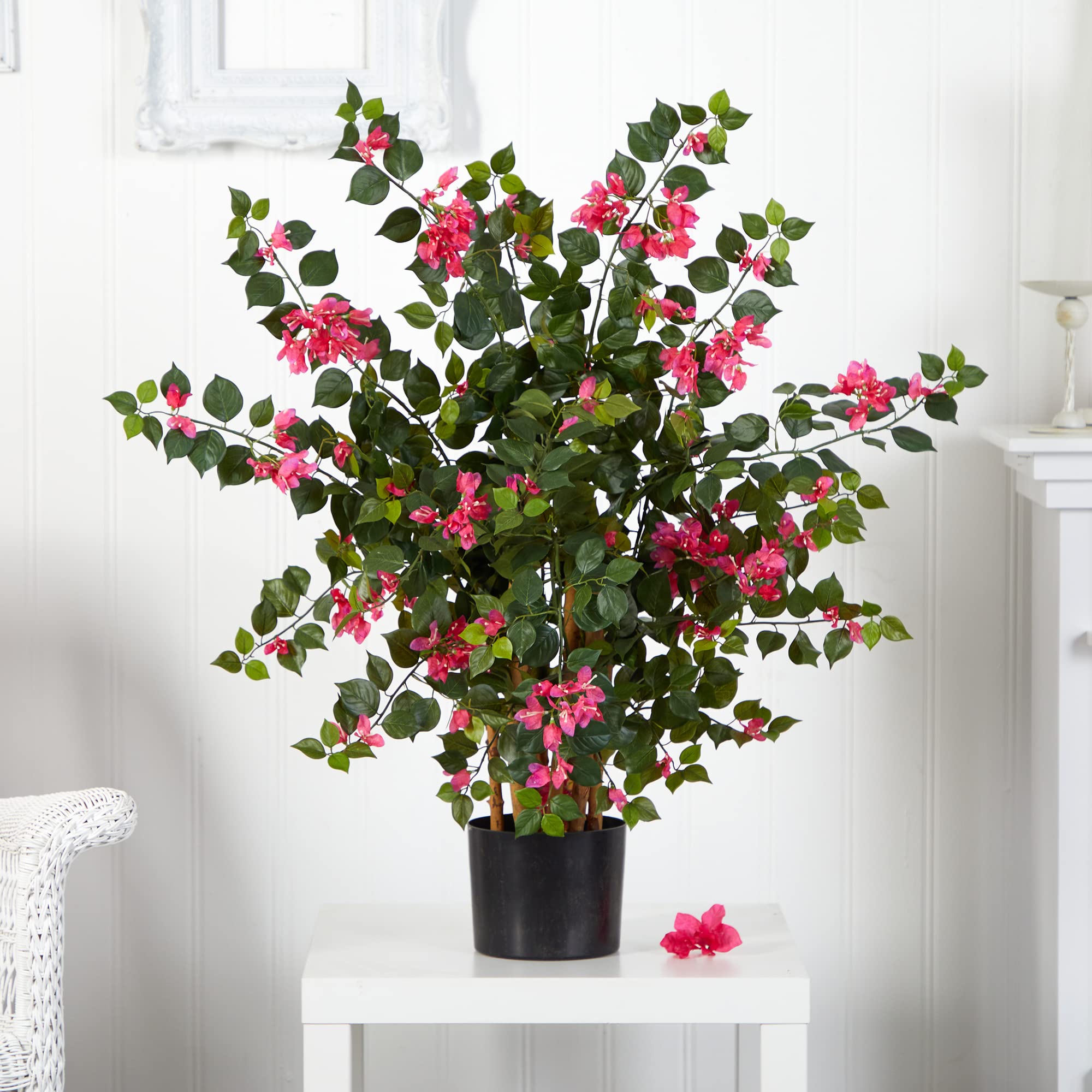 Nearly Natural 42in Artificial Bougainvillea Tree, Faux Flowering Plant With Planter, Indoor Home Office Decor, Low Maintenance, Pink and Green - Image 6