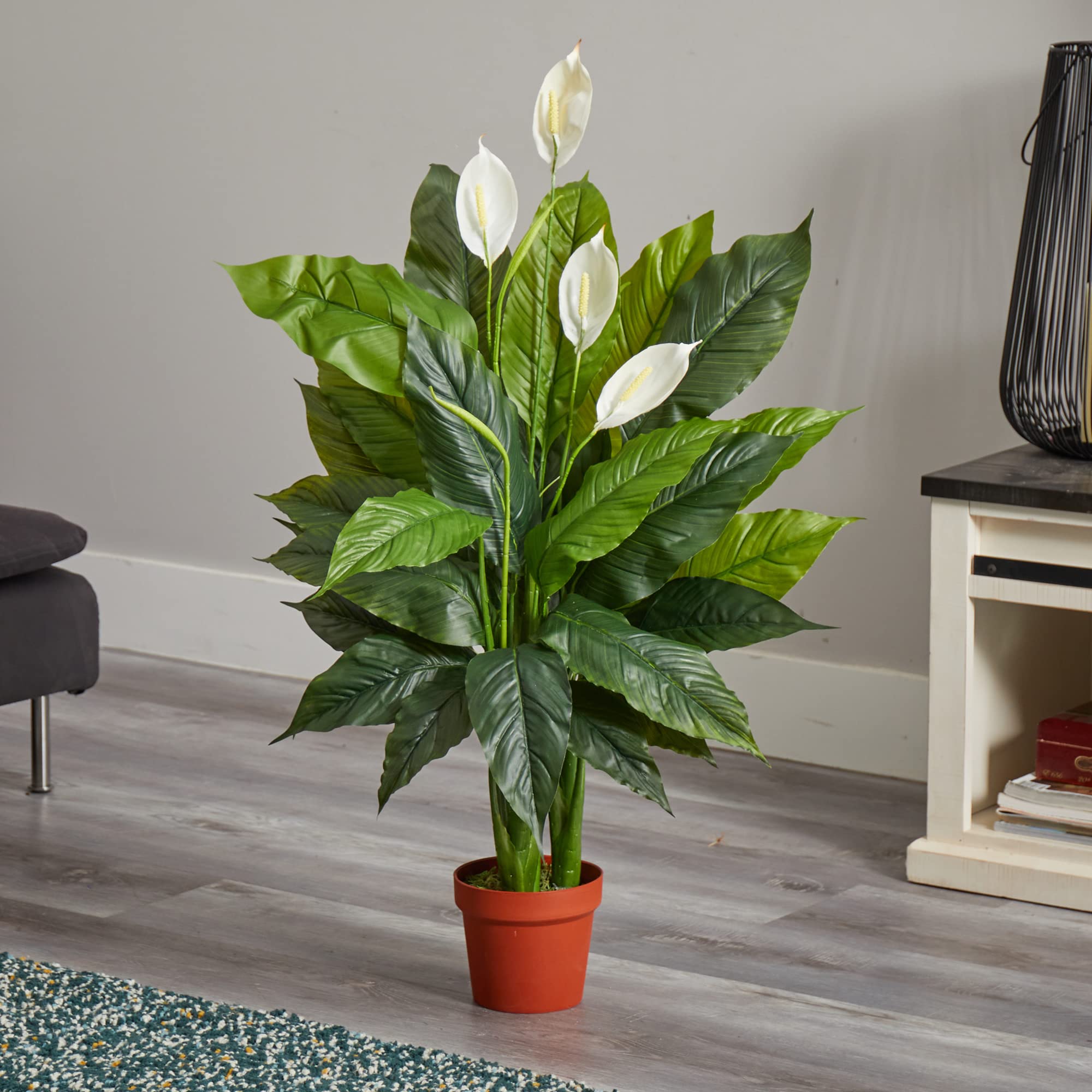 Nearly Natural 42in Artificial Peace Lily Spathiphyllum, Real Touch Silk Plant Faux Greenery for Indoor Home Decor - Image 3