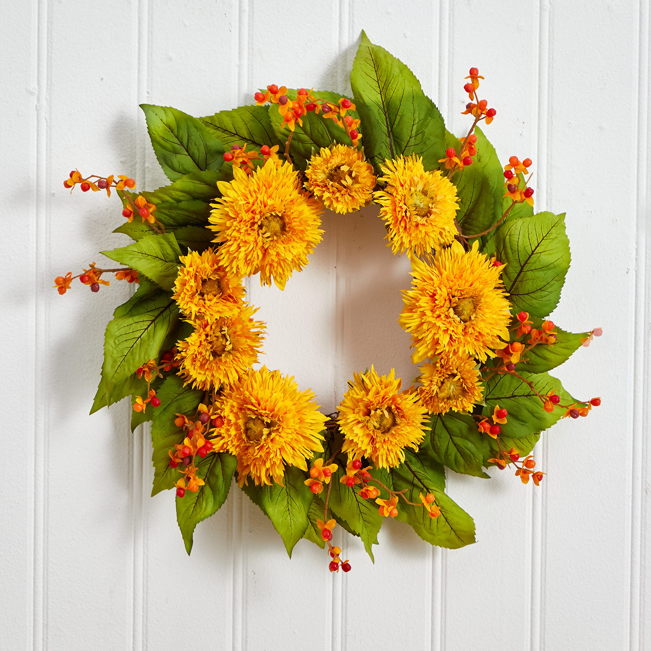 Nearly Natural 4904 Golden Sunflower Wreath, 22-Inch, Yellow - Image 3
