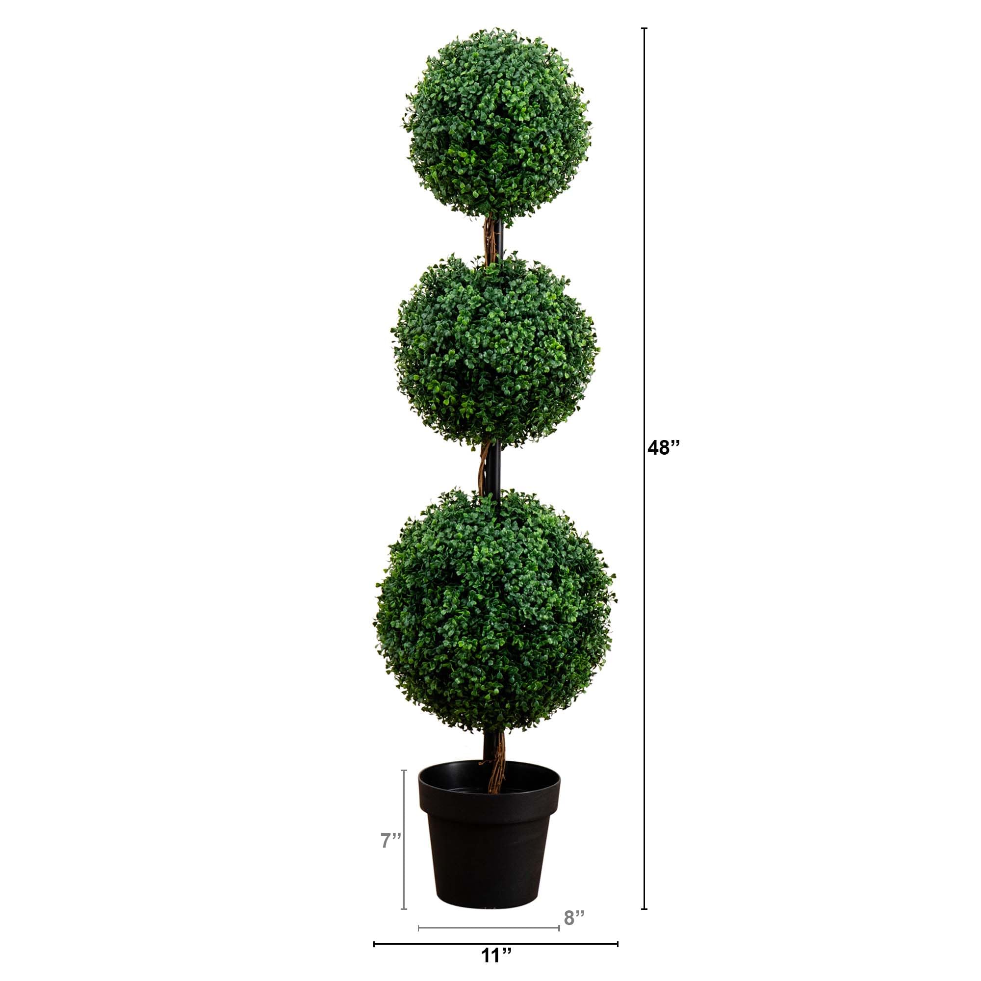 Nearly Natural 4ft. Artificial Triple Ball Boxwood Topiary Tree (Indoor/Outdoor) - Image 3
