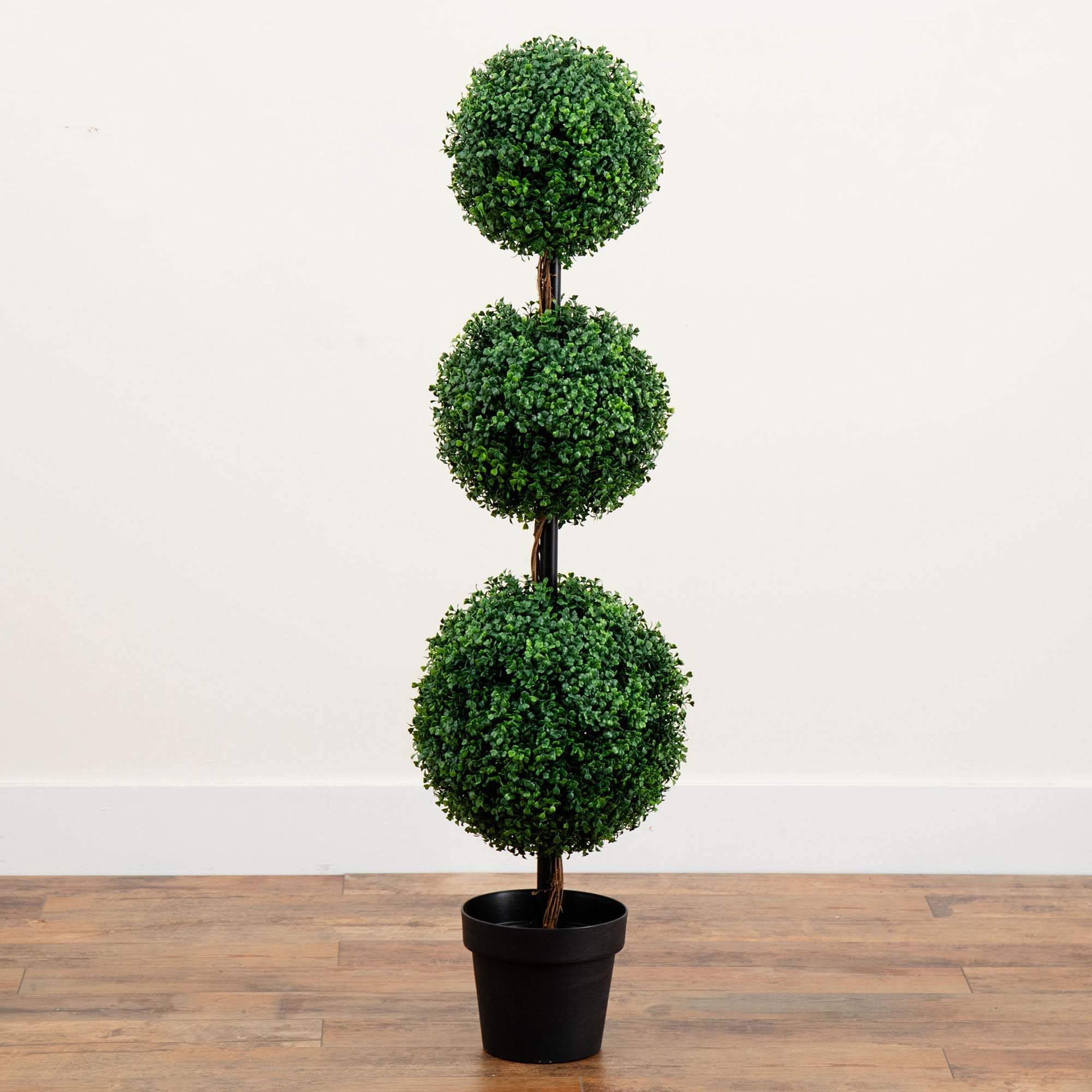 Nearly Natural 4ft. Artificial Triple Ball Boxwood Topiary Tree (Indoor/Outdoor) - Image 7