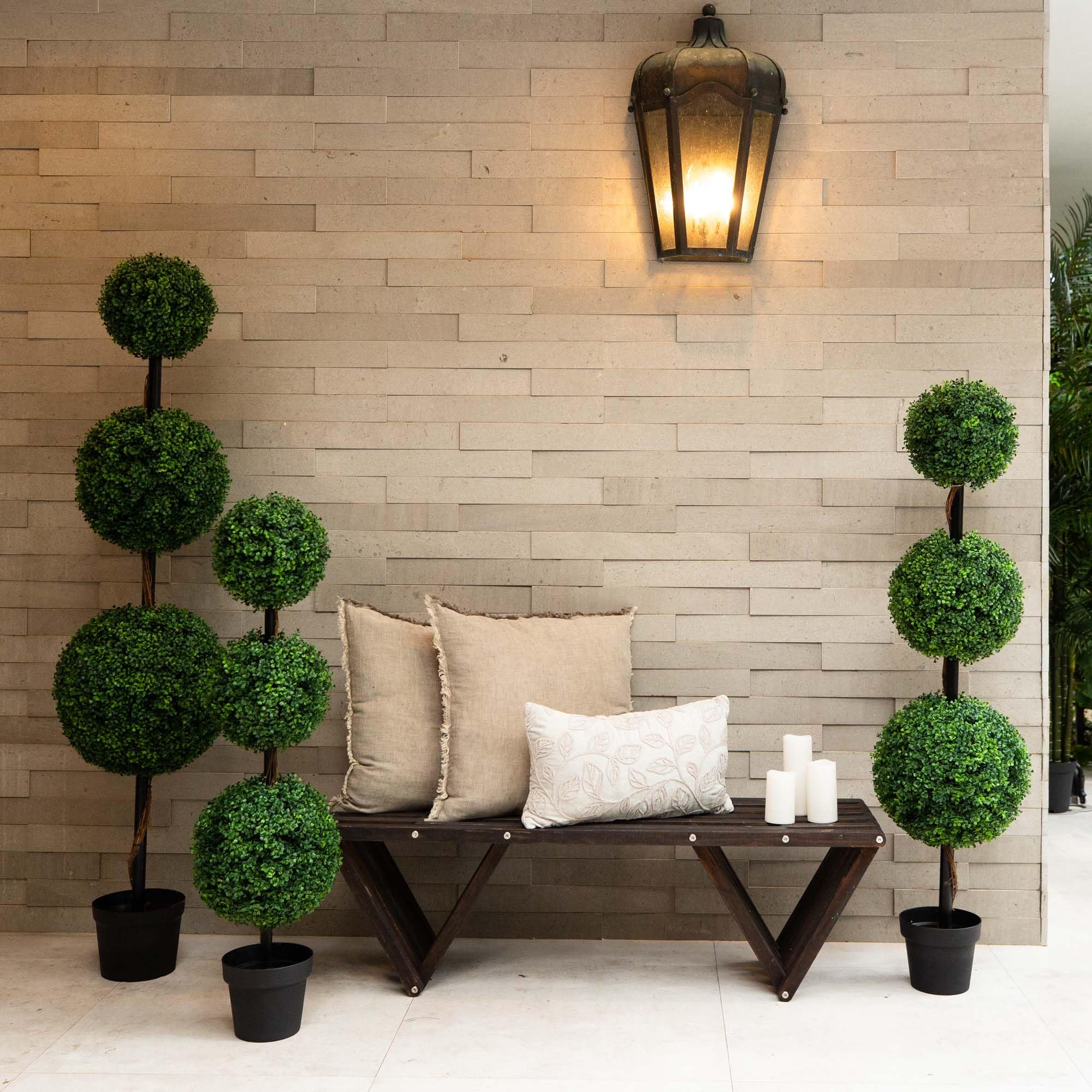 Nearly Natural 4ft. Artificial Triple Ball Boxwood Topiary Tree (Indoor/Outdoor) - Image 8