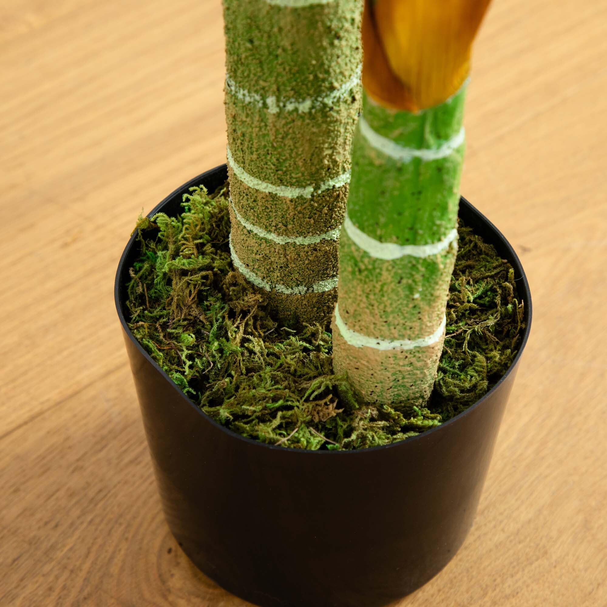 Nearly Natural 4ft Golden Cane Palm, Double Stalk Artificial Tree With Lush Realistic Foliage Maintenance Free Indoor Faux Palm Plant For Living Room, Easy Setup, Perfect Tropical Decoration - Image 8