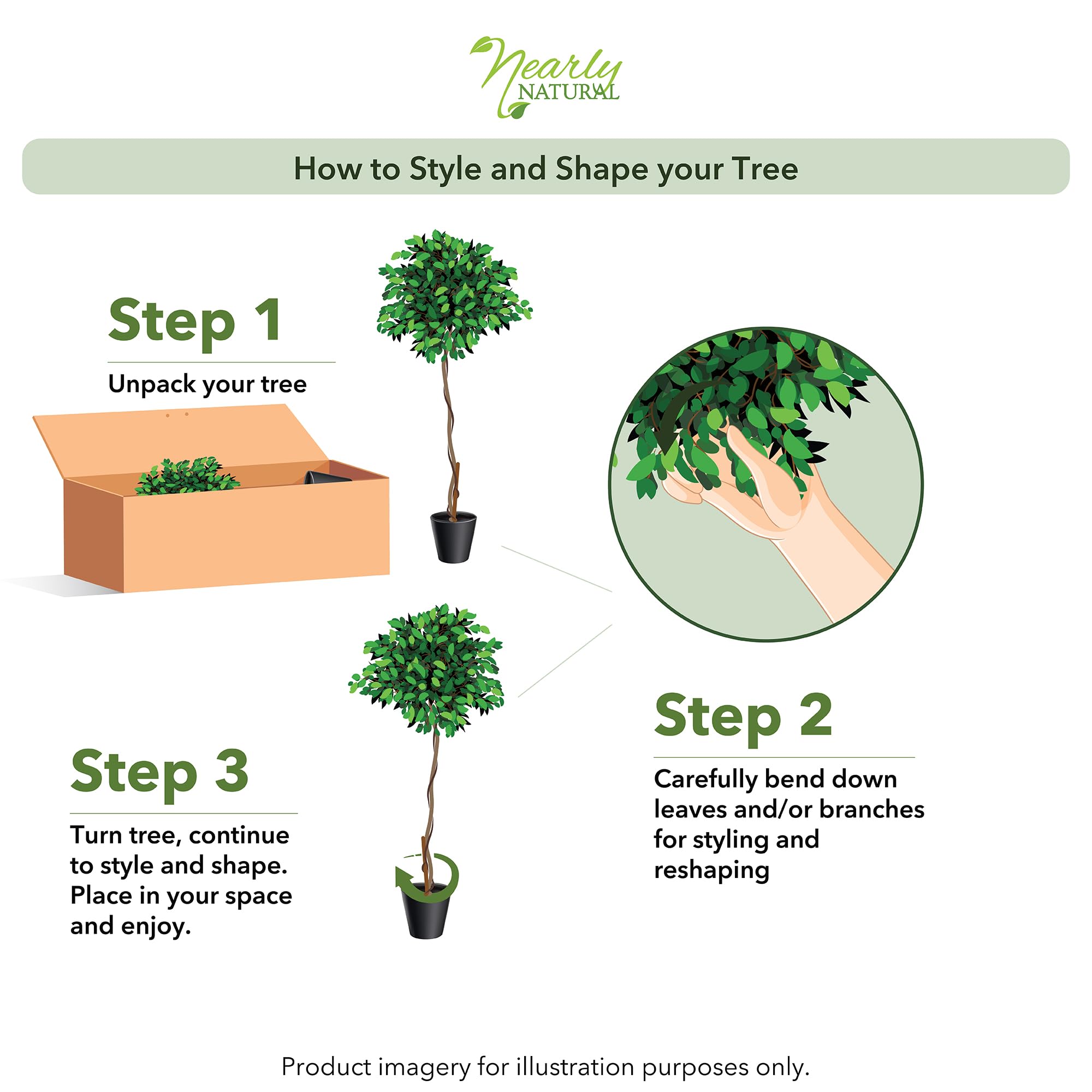 Nearly Natural 6.5FT Artificial Deluxe Ficus Tree for Indoor Home Décor, Large Fake Plant with Black Nursery Planter, Faux Ficus Tree - Image 6