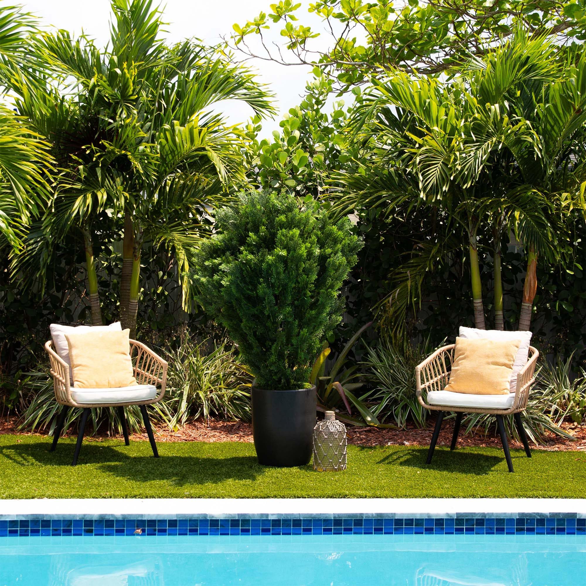 Nearly Natural 5-FT Artificial Cedar Bush, Indoor/Outdoor UV Resistant Faux Cedar Bush in Black Nursery for Front Porch Décor, Artificial Shrubs for Outdoors - Image 4