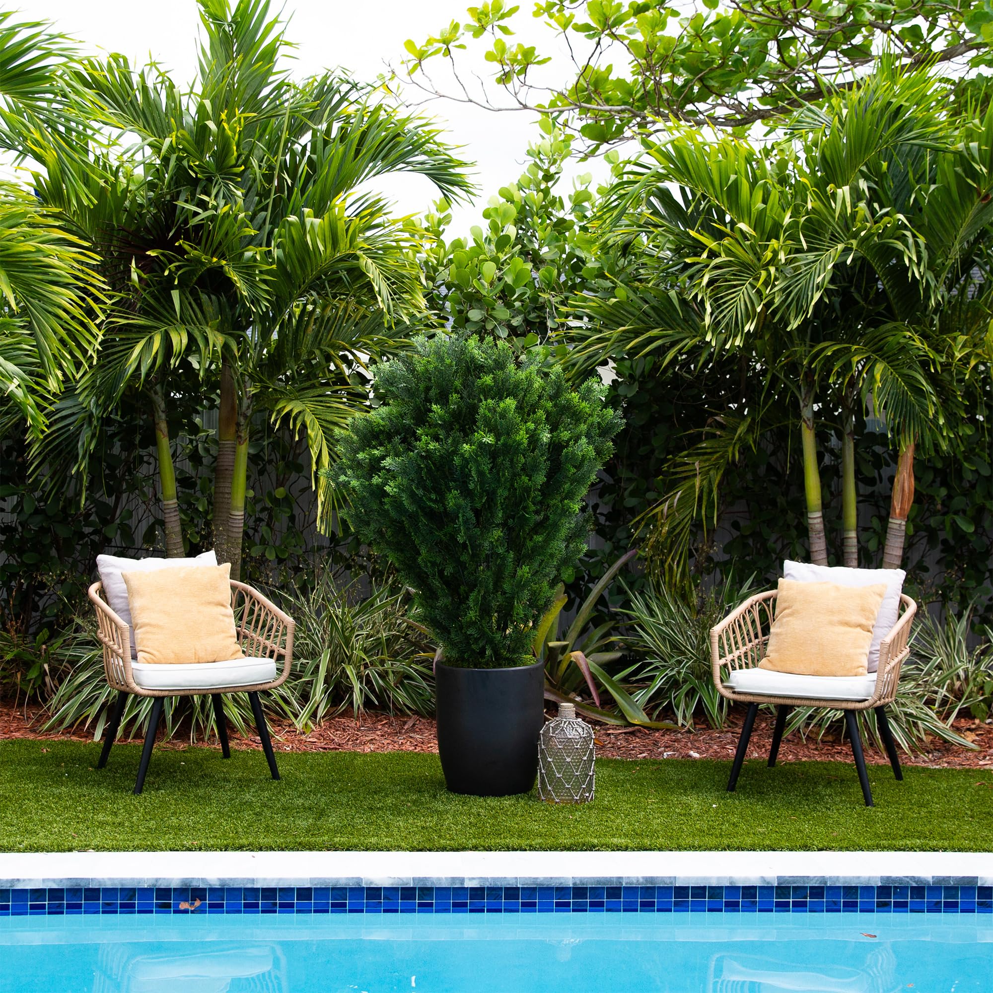 Nearly Natural 5-FT Artificial Cedar Bush, Indoor/Outdoor UV Resistant Faux Cedar Bush in Black Nursery for Front Porch Décor, Artificial Shrubs for Outdoors - Image 5