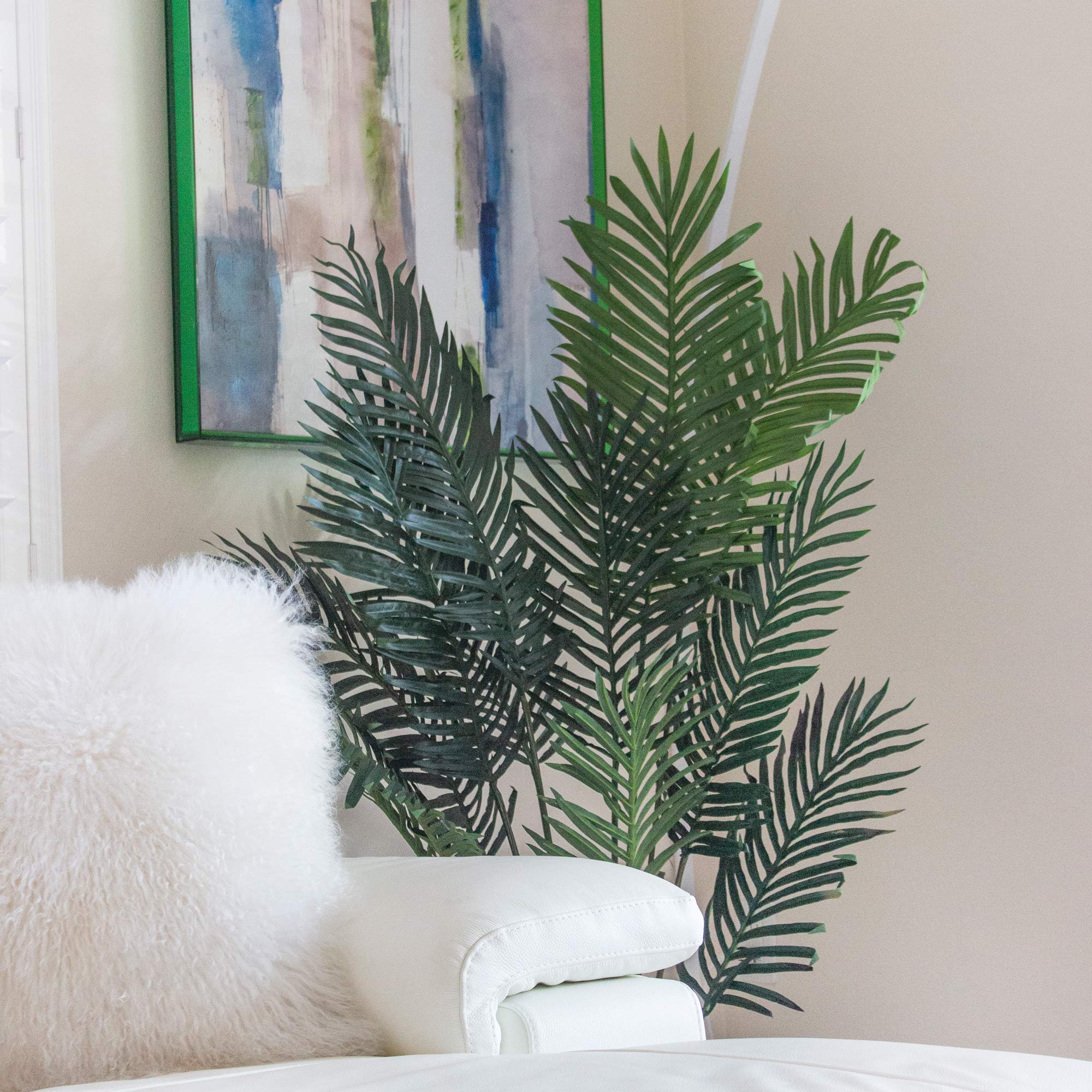 Nearly Natural 5FT Tall Artificial Paradise Palm Plant, Fake Palm Tree with 12 Trunks and Realistic Palm Leaves, Faux palm Tree for Indoor Home Décor with Black Nursery Planter - Image 6