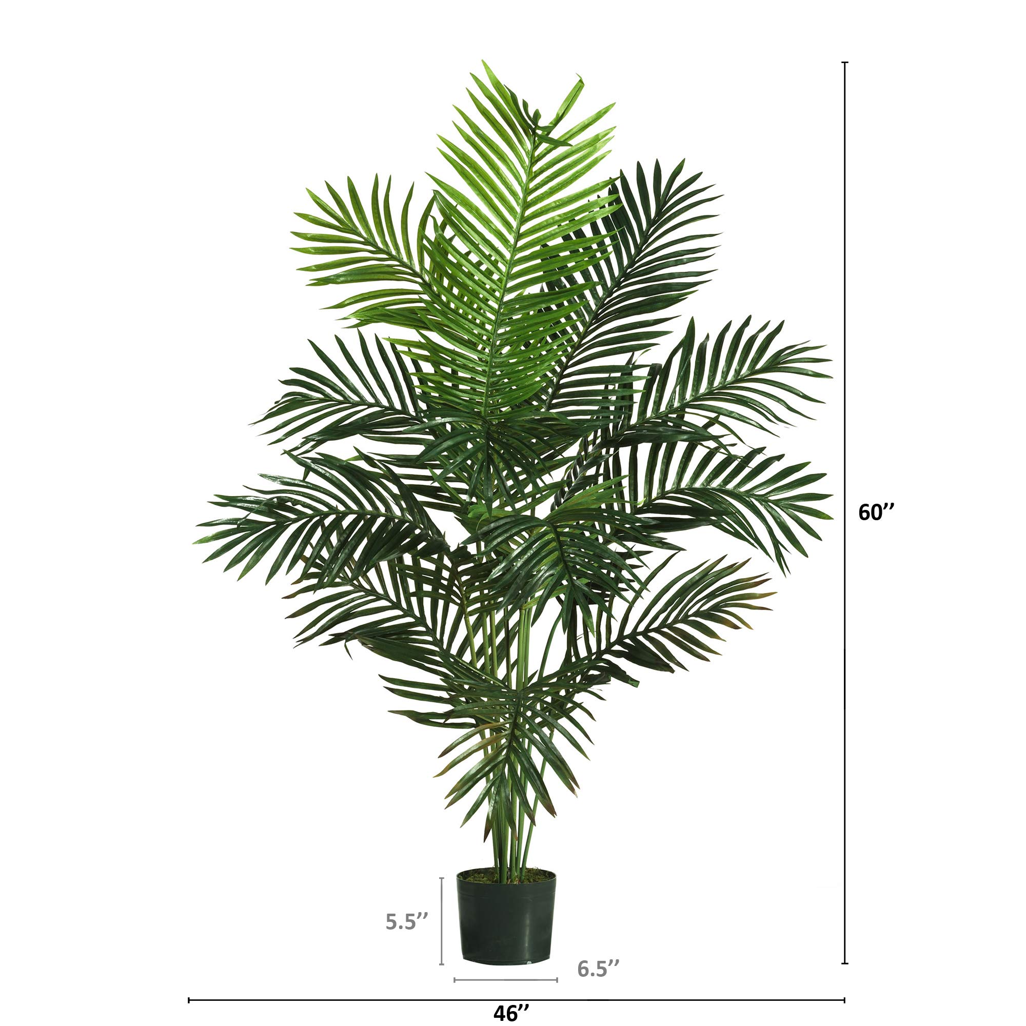 Nearly Natural 5FT Tall Artificial Paradise Palm Plant, Fake Palm Tree with 12 Trunks and Realistic Palm Leaves, Faux palm Tree for Indoor Home Décor with Black Nursery Planter - Image 8