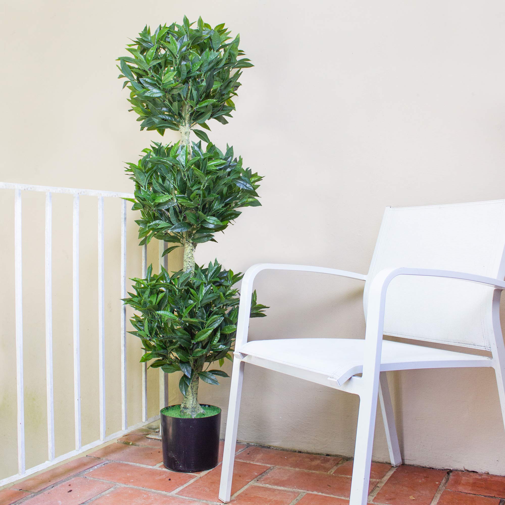 Nearly Natural 5ft. Triple Bay Leaf Topiary UV Resistant (Indoor/Outdoor) - Image 8