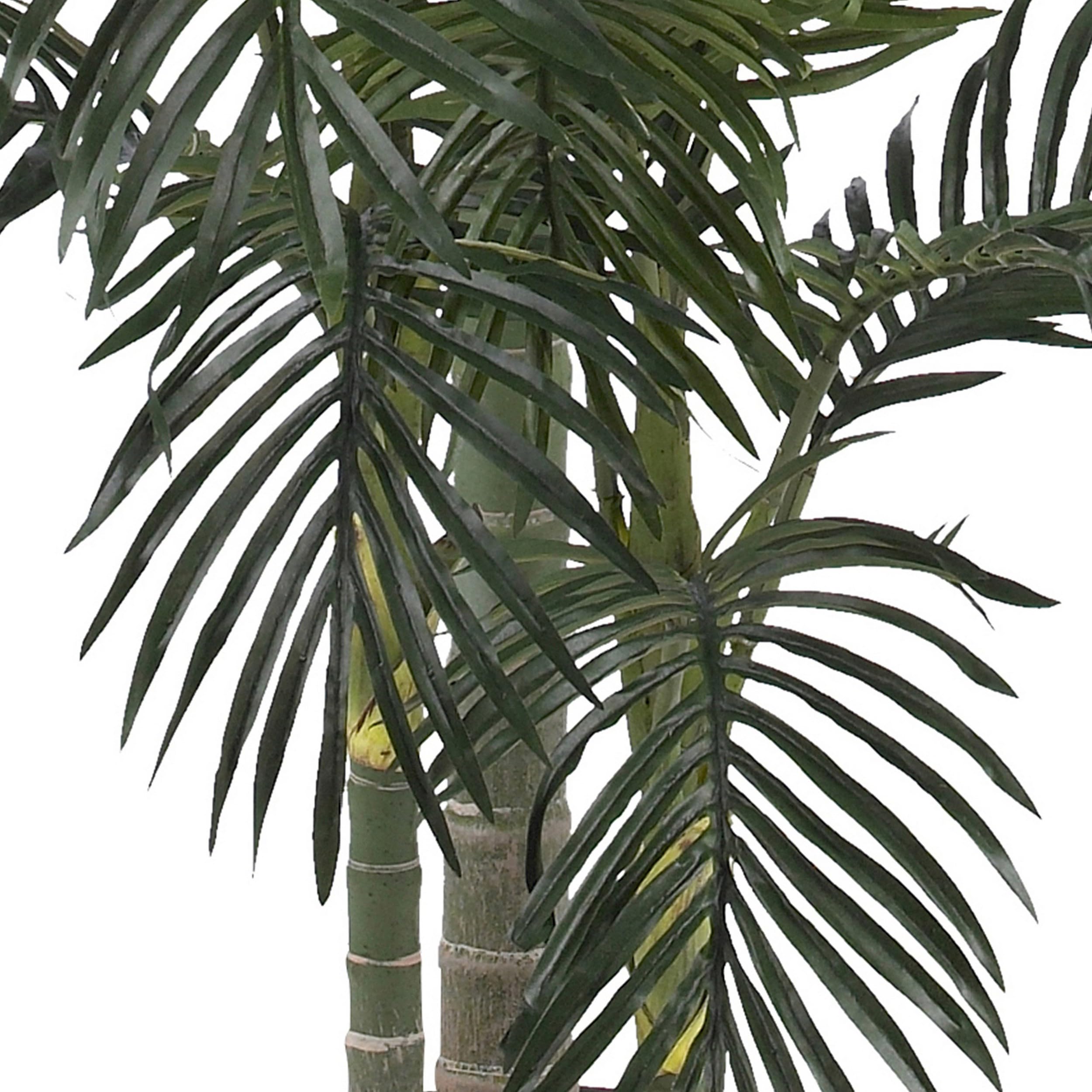 Nearly Natural 6.5ft Artificial Golden Cane Palm Tree, Lifelike Silk Indoor Palm With Three Textured Trunks Flexible Fronds Nursery Planter, Low Maintenance - Image 3