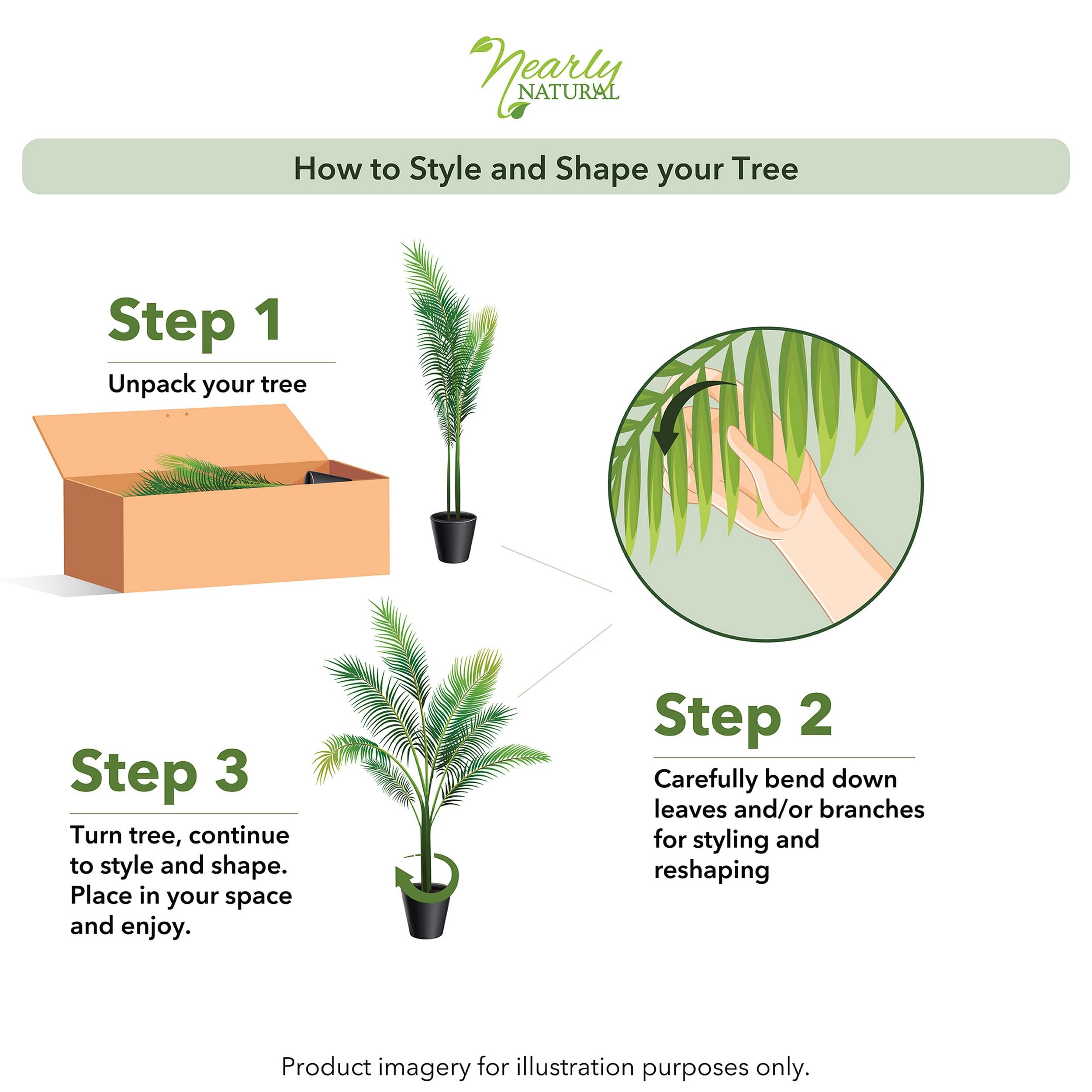 Nearly Natural 6.5ft Artificial Golden Cane Palm Tree, Lifelike Silk Indoor Palm With Three Textured Trunks Flexible Fronds Nursery Planter, Low Maintenance - Image 7