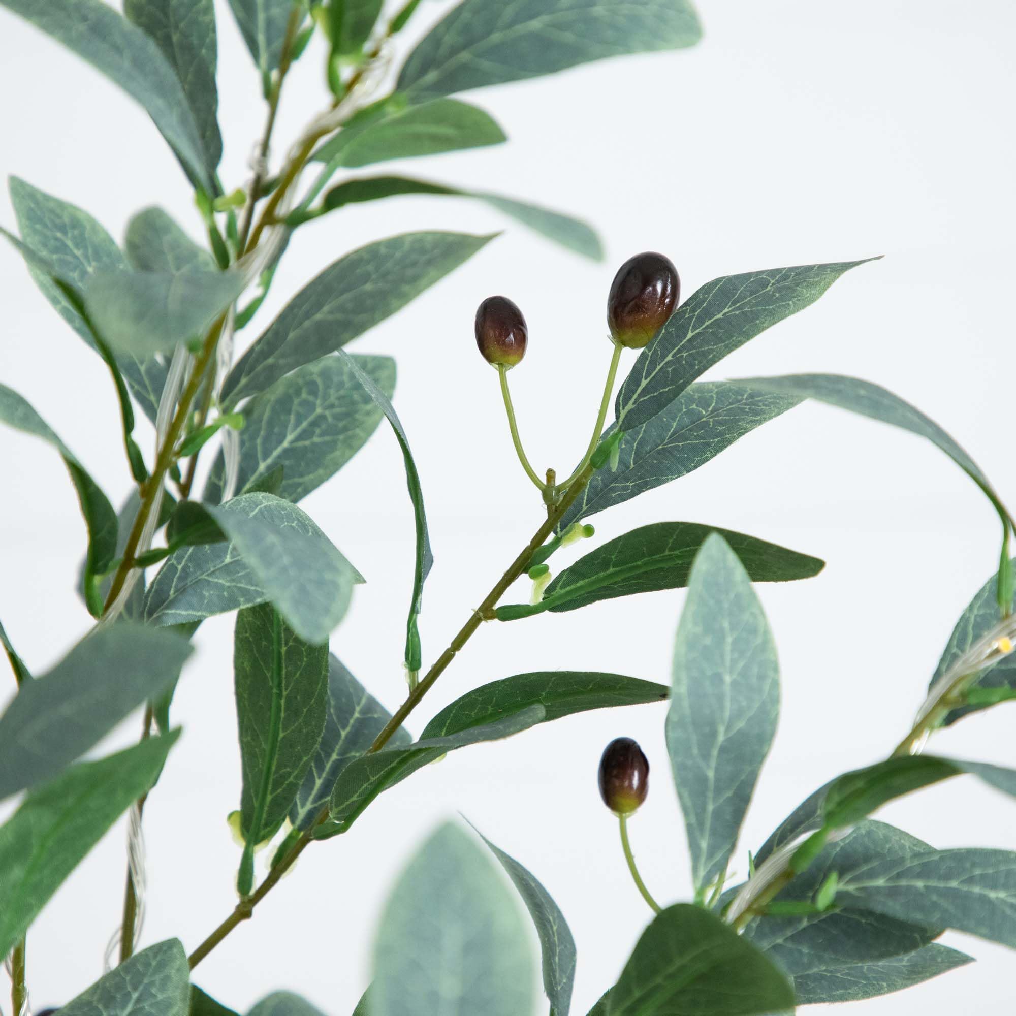 Nearly Natural 6-FT Artificial Fruiting Olive Tree with 280 Warm White LED Lights, Faux Olive Tree Indoor Home Décor, Pre-lit with Lifelike Fruits and Sturdy Base Stand - Image 3