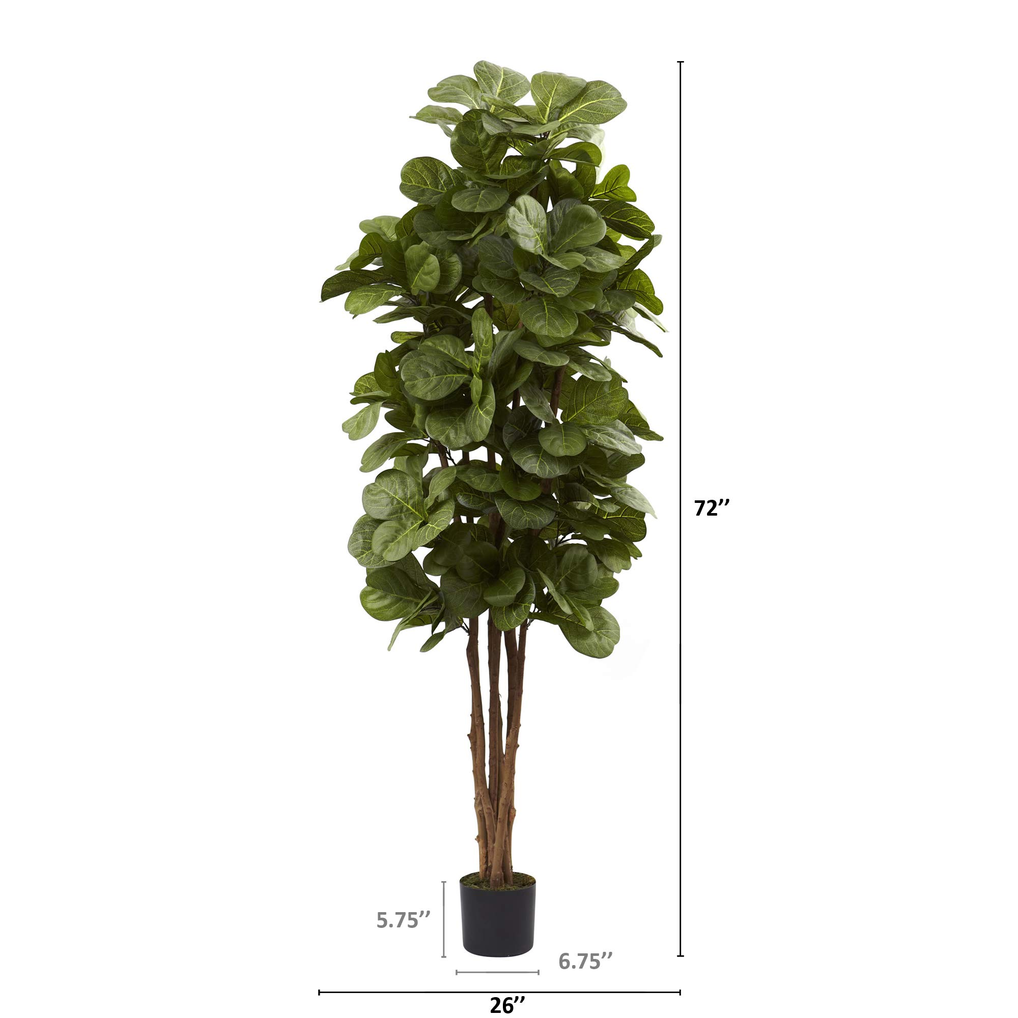Nearly Natural 6ft Fiddle Leaf Fig Artificial Tree with 6 Natural Trunks, 270 Lush Green Leaves - Image 3