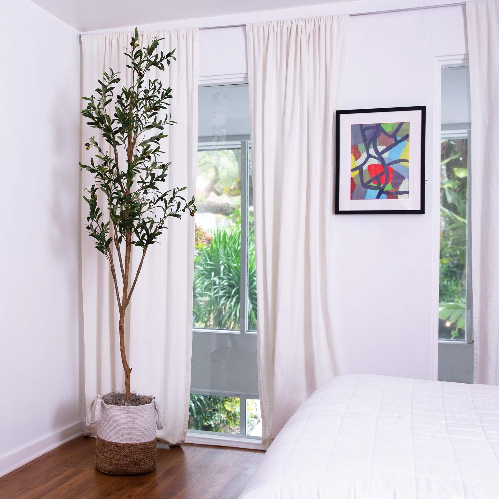 Nearly Natural 7FT Tall Artificial Olive Tree with Jute Basket Planter - Faux Olive Tree with Natural Wood Trunk, Realistic Olive Tree Branches and Fruit - Image 7