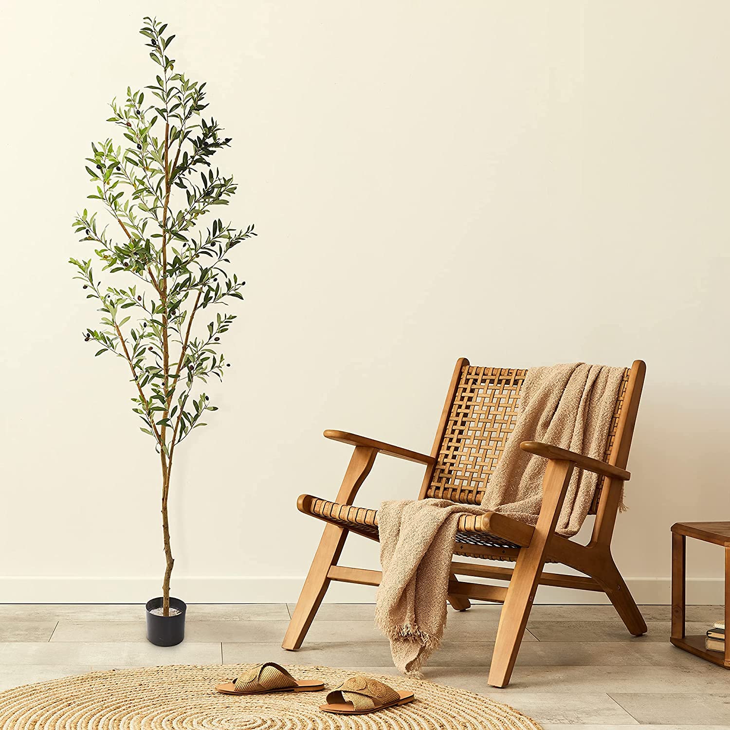 Nearly Natural 82in Artificial Olive Tree, Faux Greenery with Lifelike Branches for Indoor Home Decor - Image 11