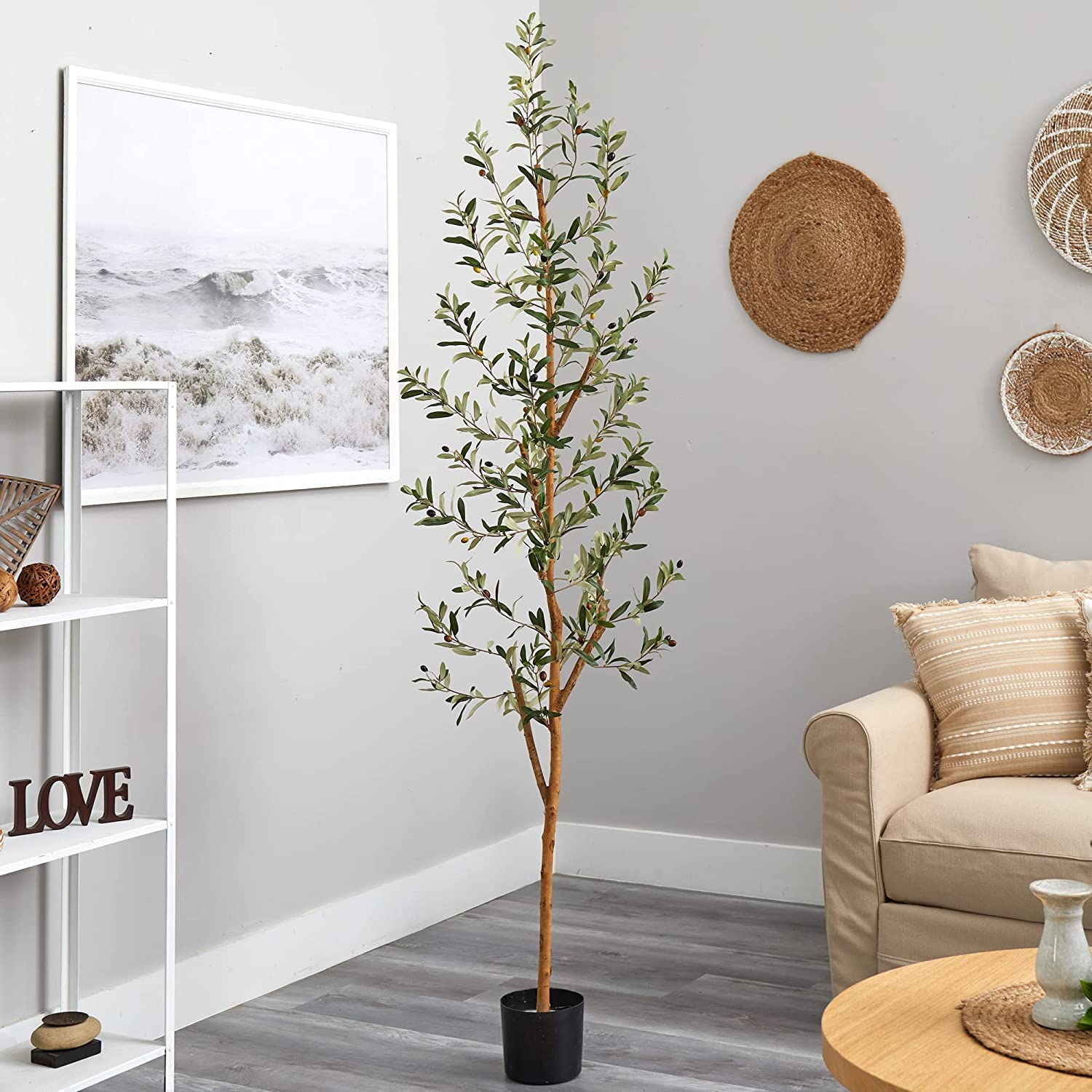 Nearly Natural 82in Artificial Olive Tree, Faux Greenery with Lifelike Branches for Indoor Home Decor - Image 13