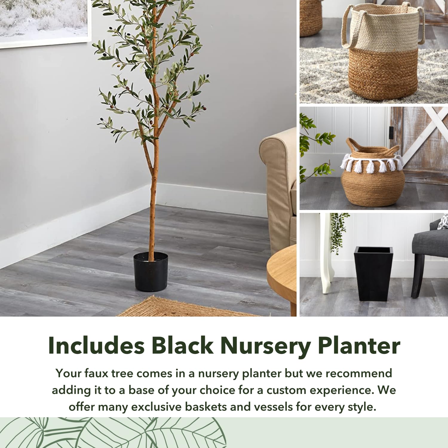 Nearly Natural 82in Artificial Olive Tree, Faux Greenery with Lifelike Branches for Indoor Home Decor - Image 4