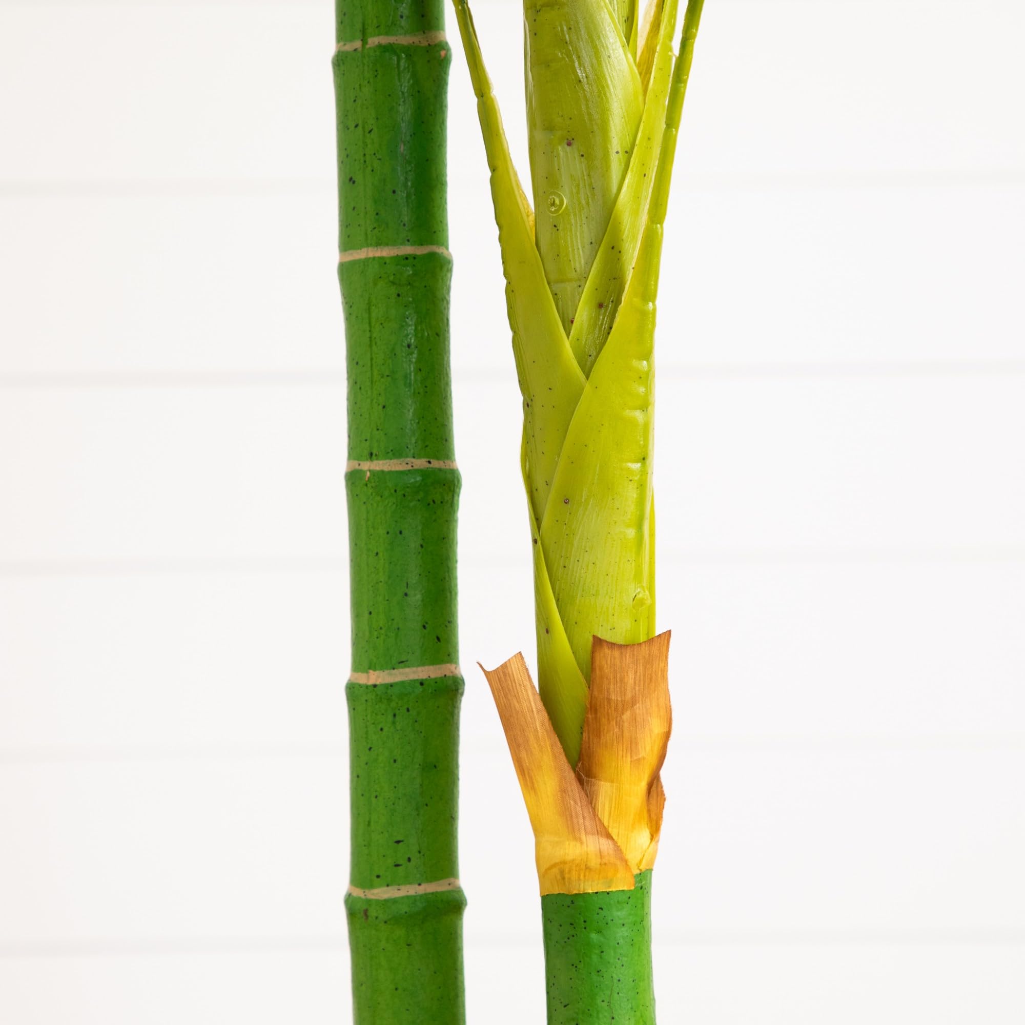 Nearly Natural 8FT Artificial Golden Cane Palm Tree, Fake Palm Tree with Two Realistic Trunks and Lifelike Palm Leaves, Faux Palm Plant for Indoor Home Décor with Black Nursery Planter - Image 3