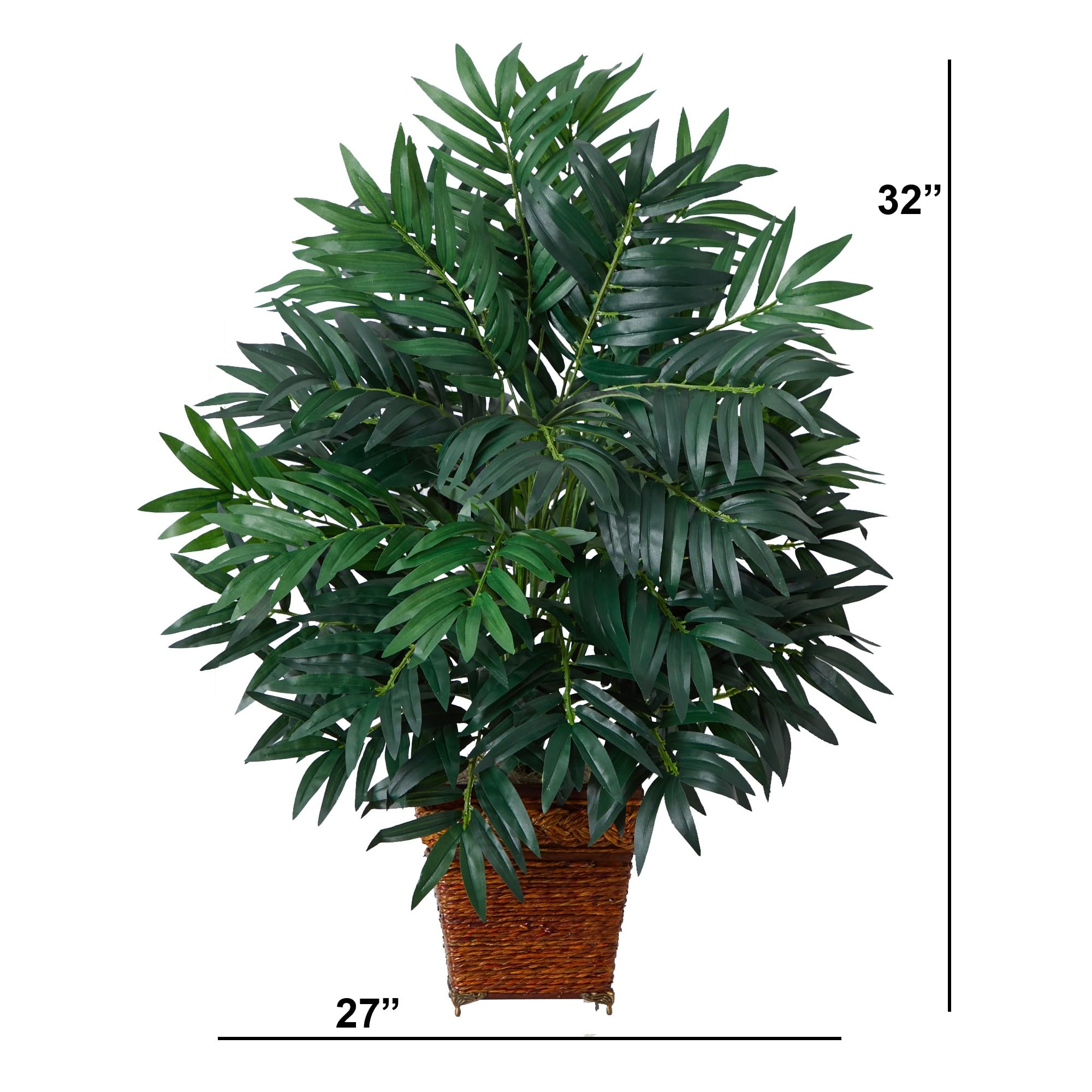 Nearly Natural Bamboo Palm with Wicker Basket Silk Plant - Image 4