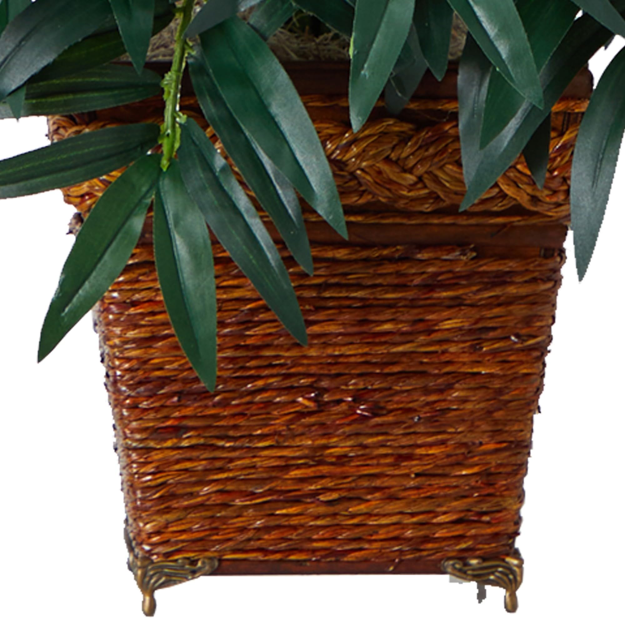 Nearly Natural Bamboo Palm with Wicker Basket Silk Plant - Image 6