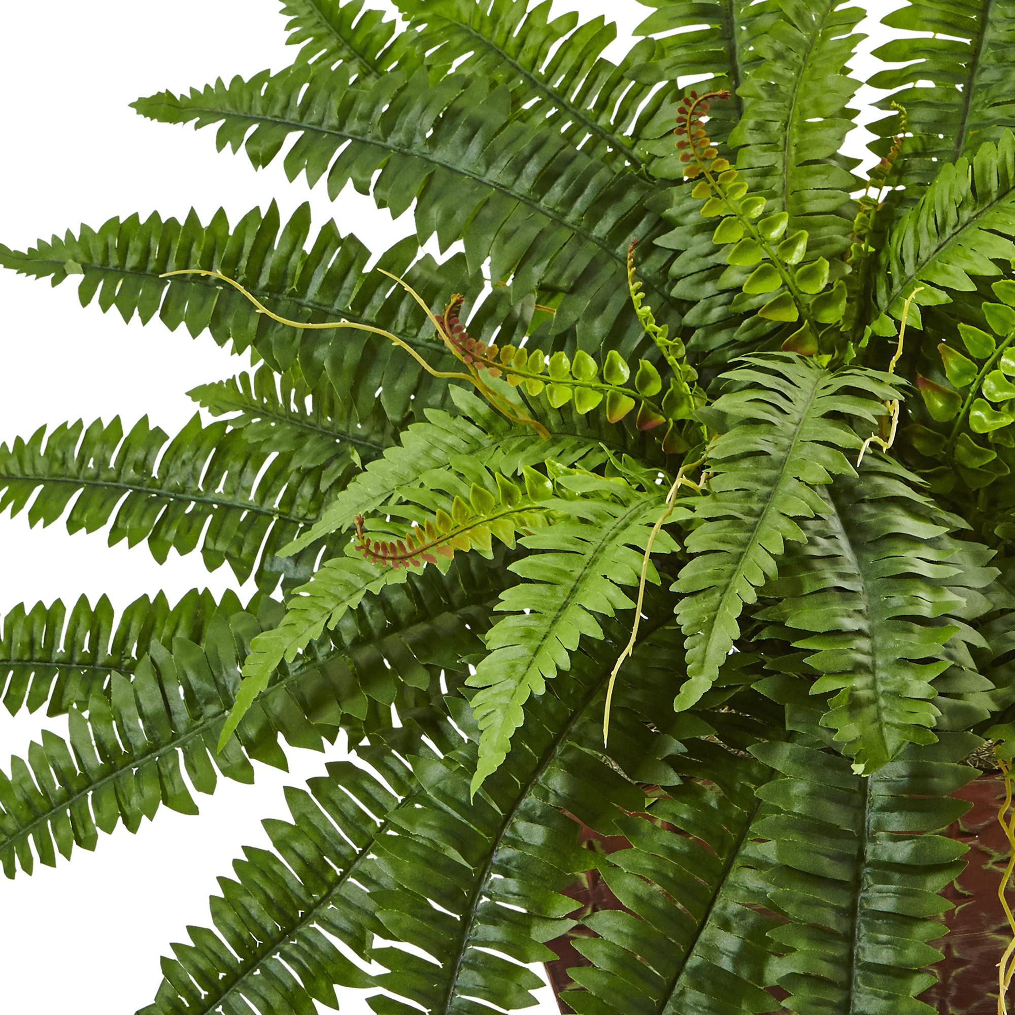 Nearly Natural Boston Fern in Metallic Planter - Image 3