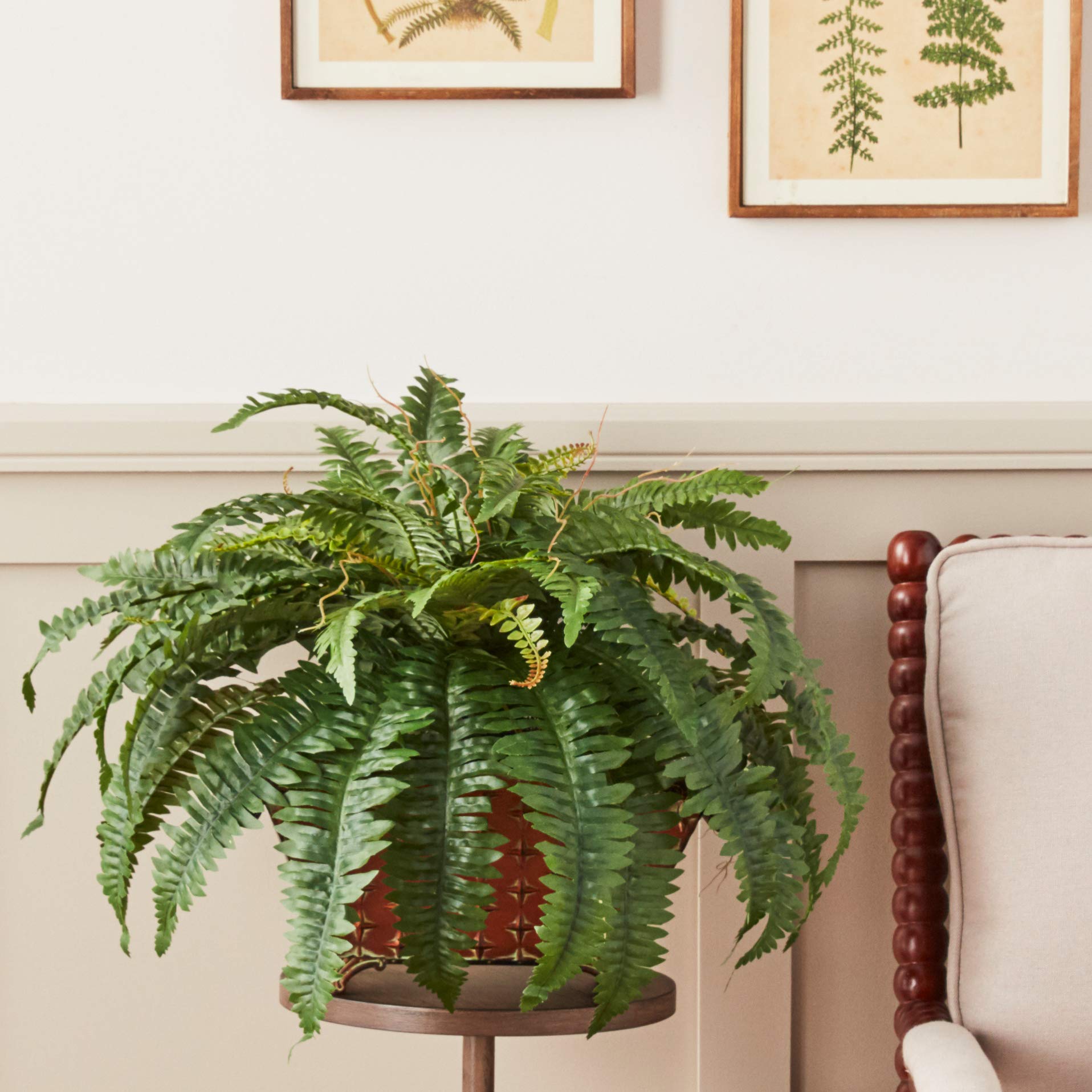 Nearly Natural Boston Fern in Metallic Planter - Image 8
