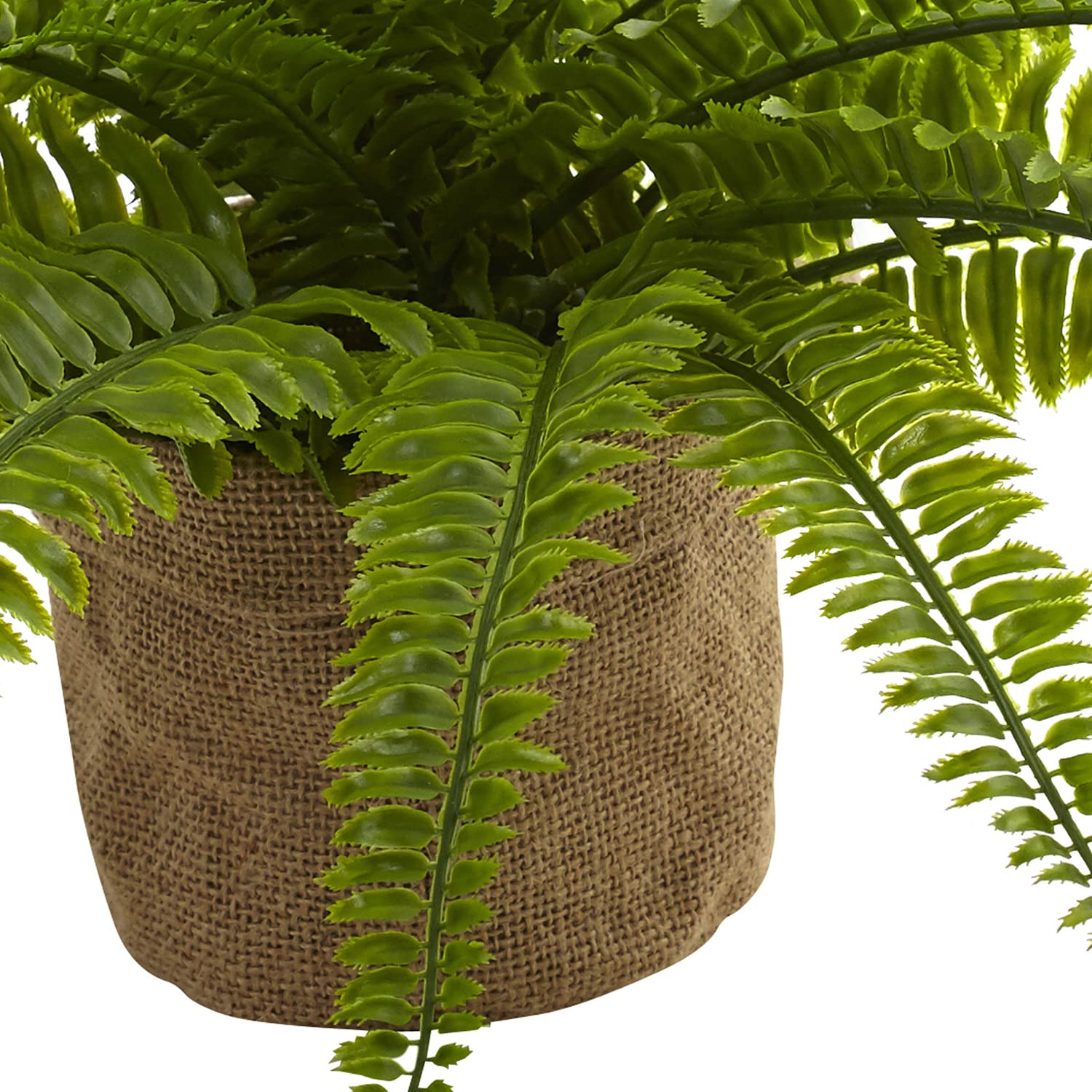 Nearly Natural Boston Fern with Burlap Planter (Set of 2) - Image 3