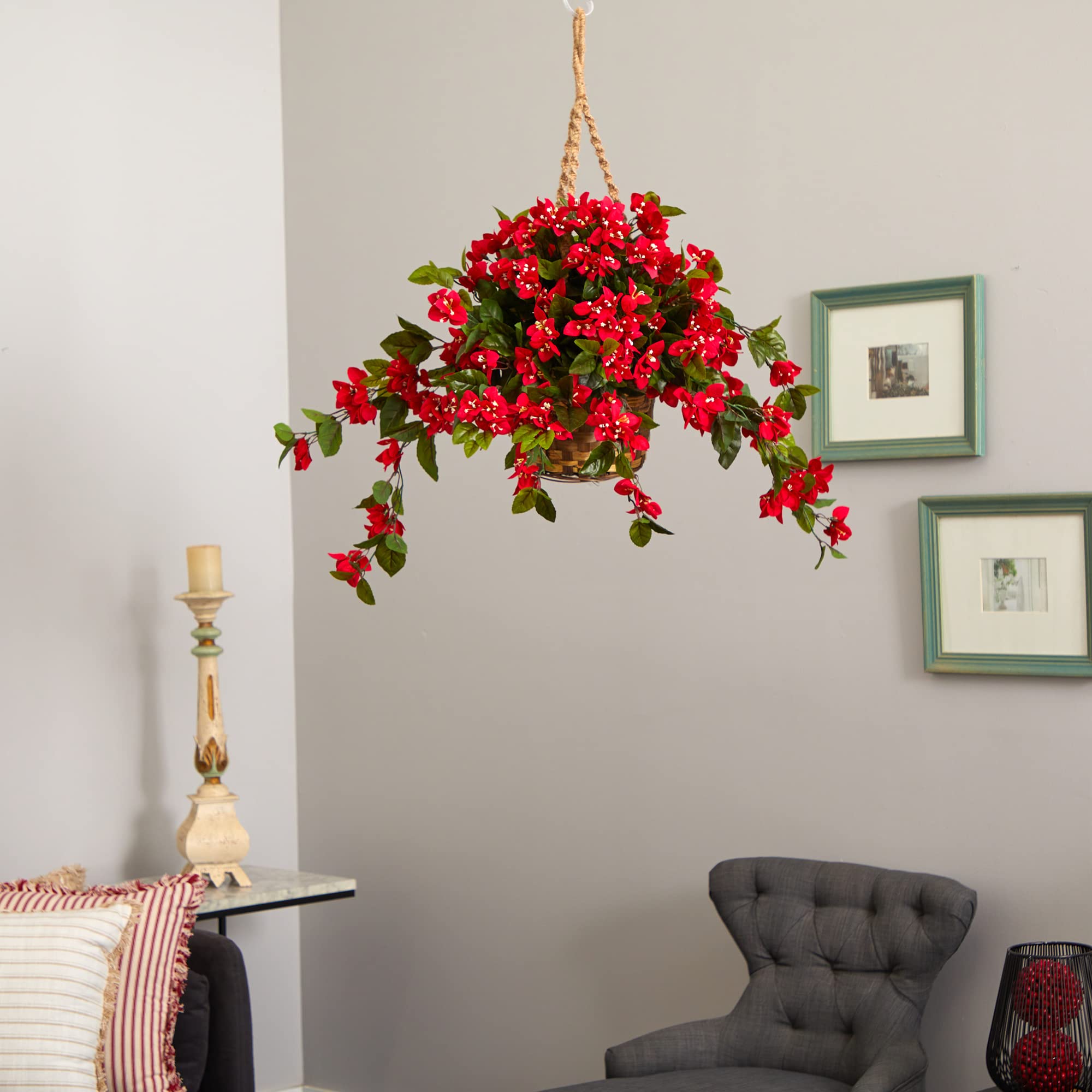 Nearly Natural Bougainvillea Hanging Basket UV Resistant (Indoor/Outdoor) - Image 4