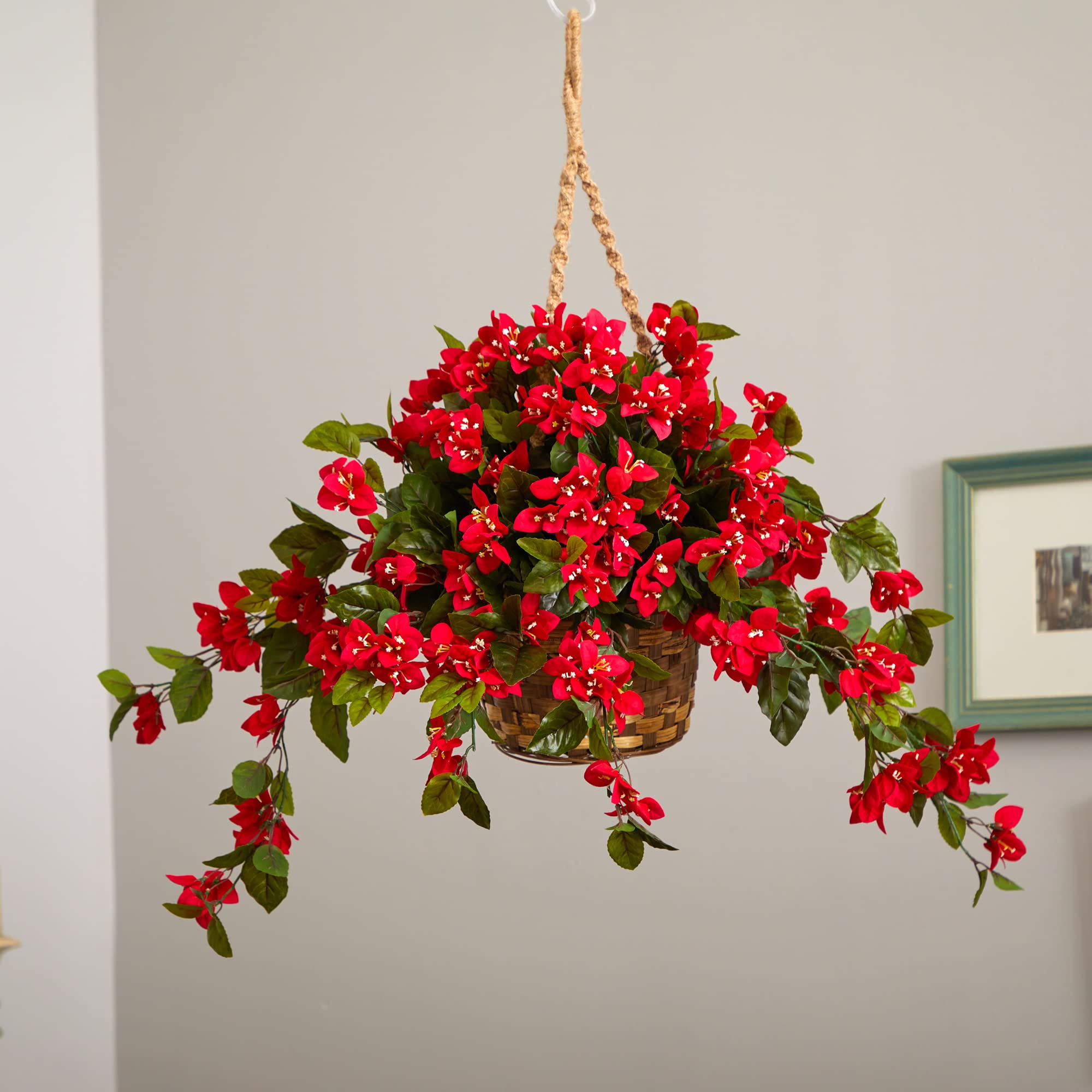 Nearly Natural Bougainvillea Hanging Basket UV Resistant (Indoor/Outdoor) - Image 5