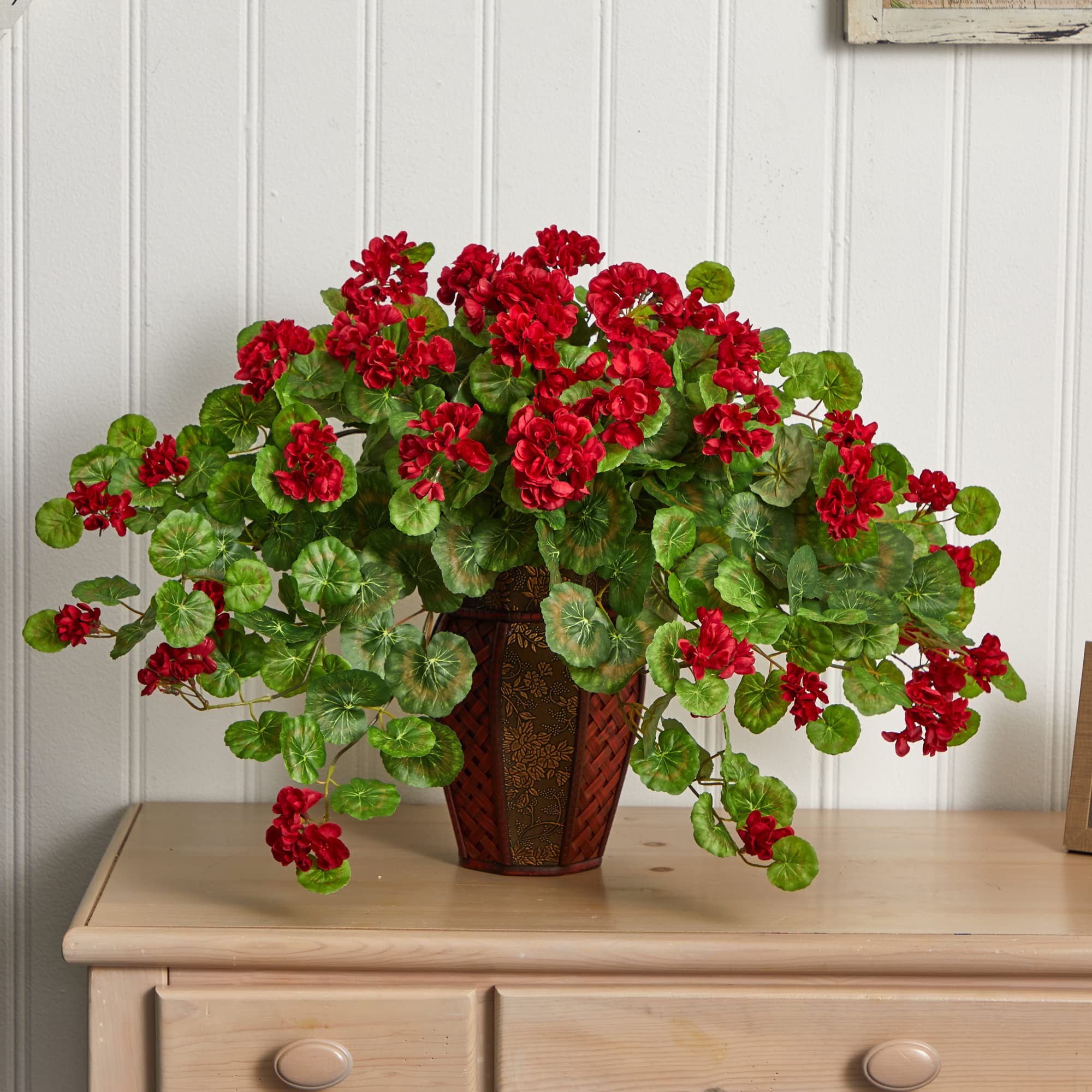 Nearly Natural Geranium with Decorative Planter - Image 3