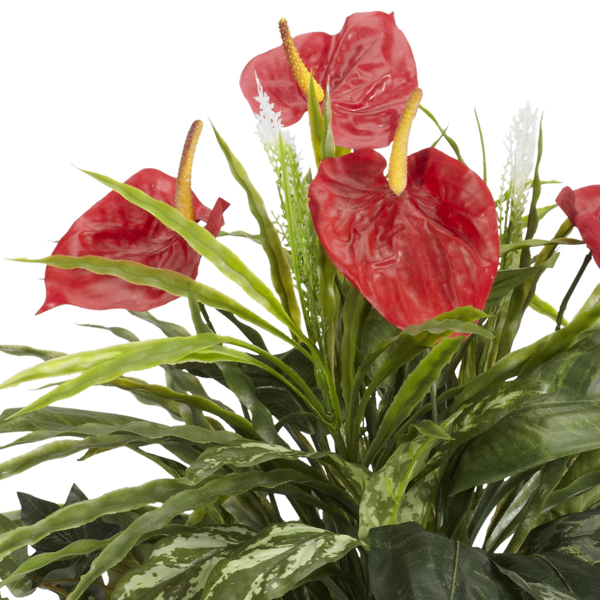 Nearly Natural Mixed Greens & Anthurium with Decorative Vase Silk Plant - Image 3