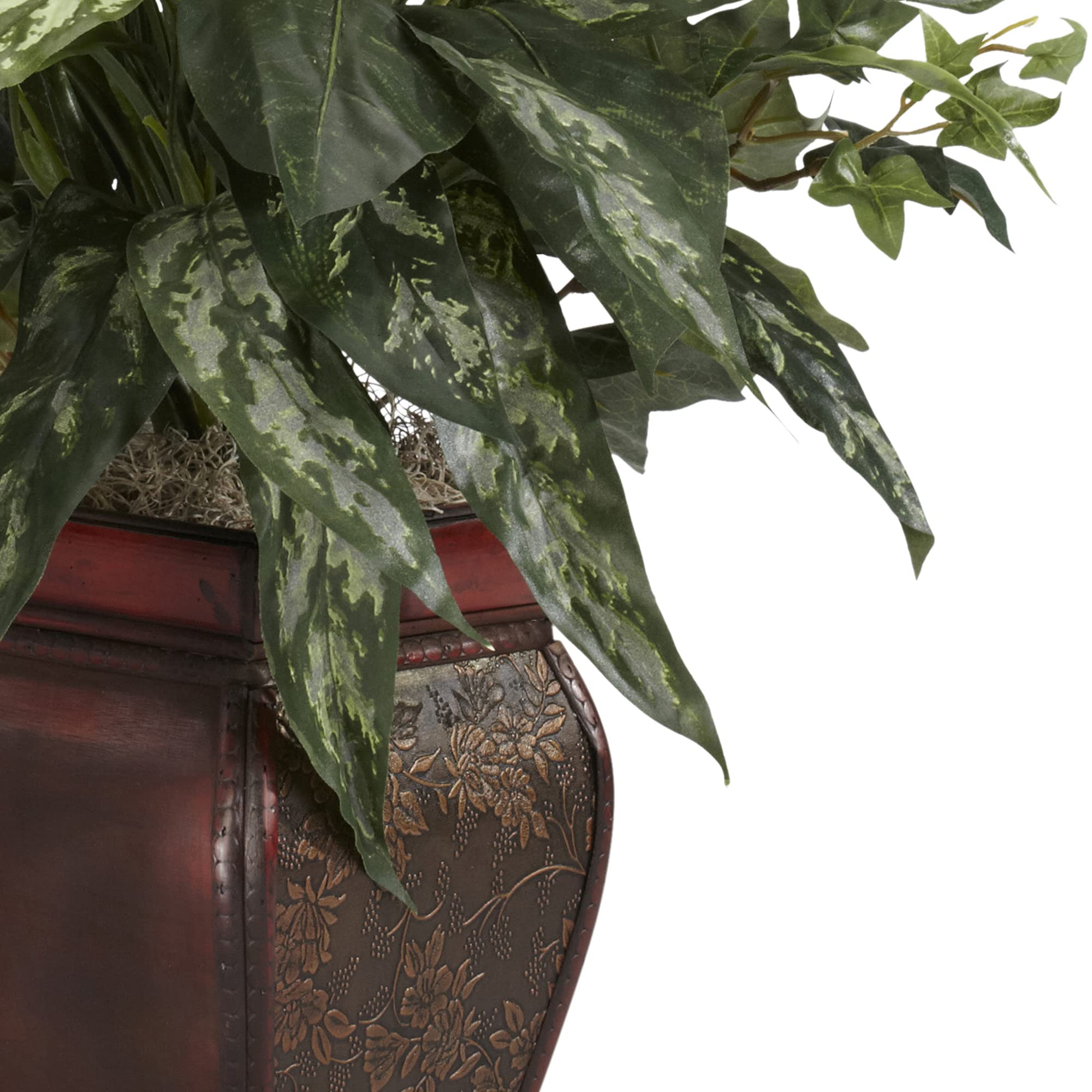 Nearly Natural Mixed Greens & Anthurium with Decorative Vase Silk Plant - Image 4