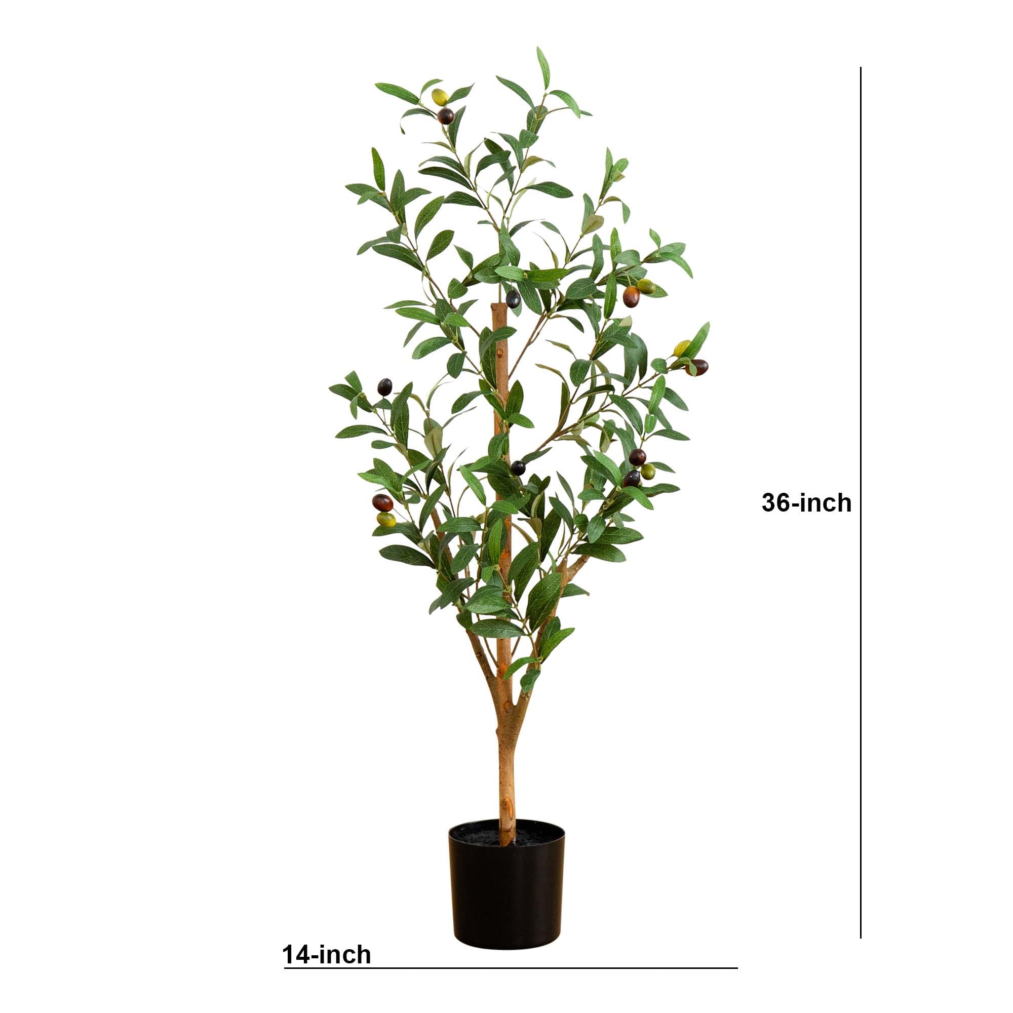Nearly Natural Olive Tree - 3FT Tall Silk Faux Olive Tree for Home and Office Decor, Realistic Branches and Lifelike Fruits, Natural Wood Trunk, Potted - Image 3